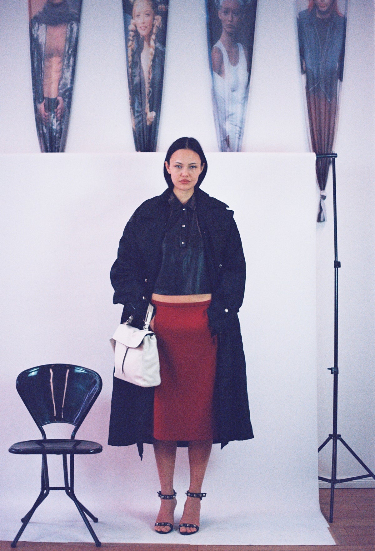 Prada Nylon Trench Coat with Leather Shoulder FW1994