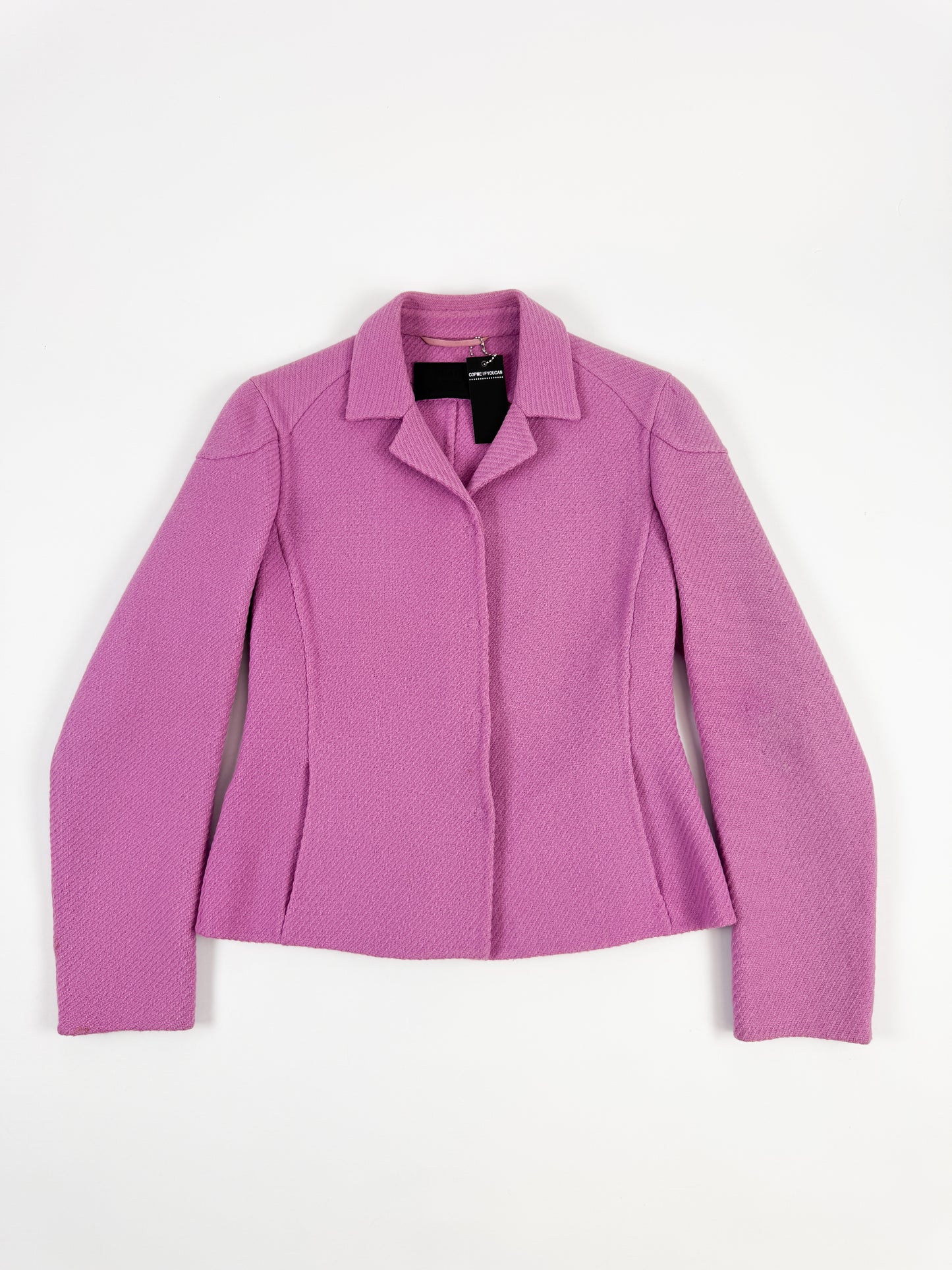 Prada Structured Pink Harringbone Weave Wool Blazer FW1999