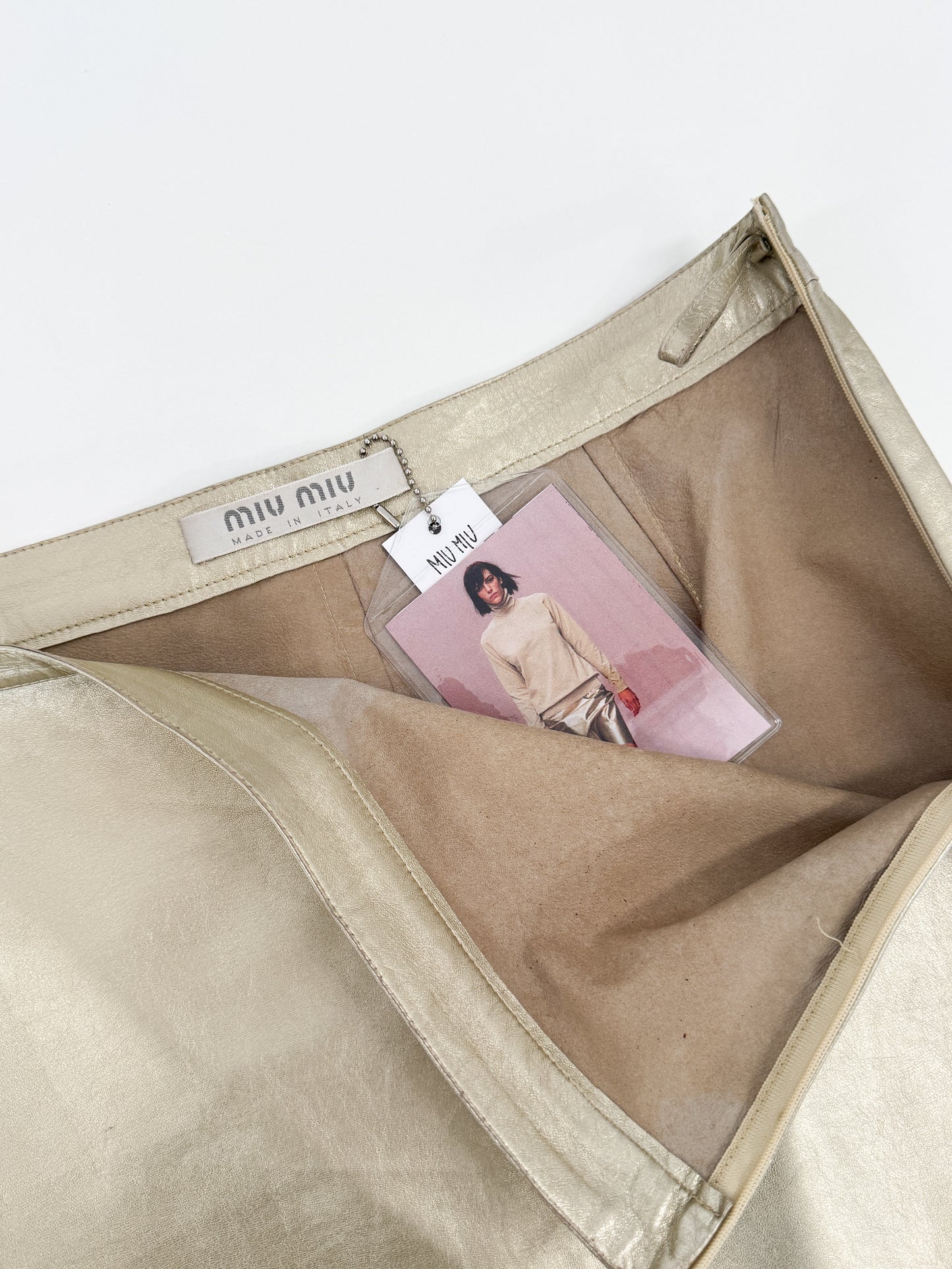 Miu Miu Gold Leather Runway Pencil Skirt SS2000