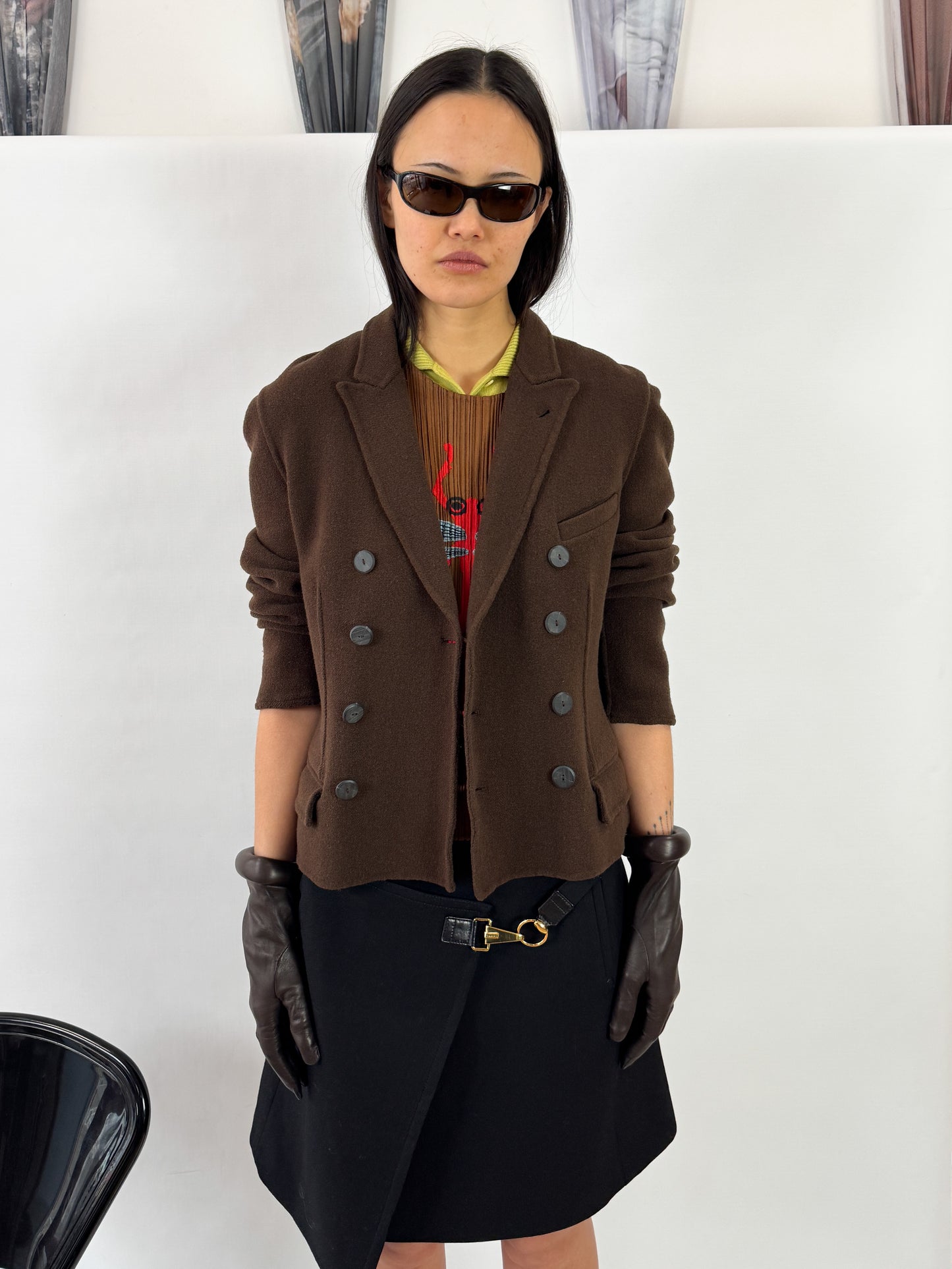 Gucci Black Wool Wrap-Skirt With Golden Clasp