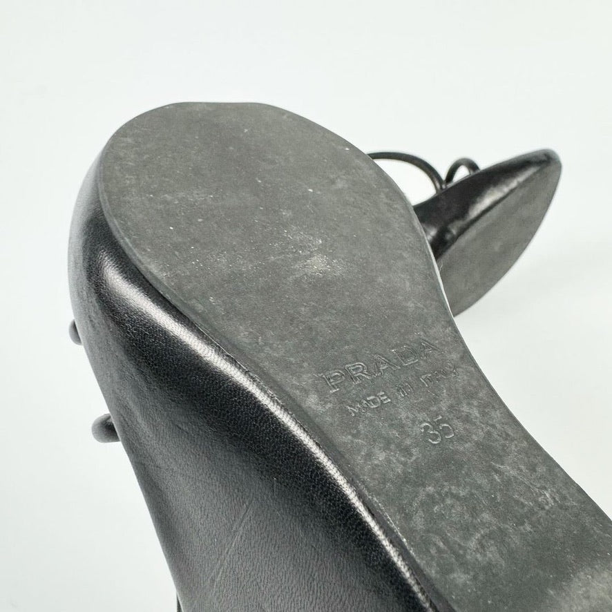 Prada Strapped Leather Wedge 2000s