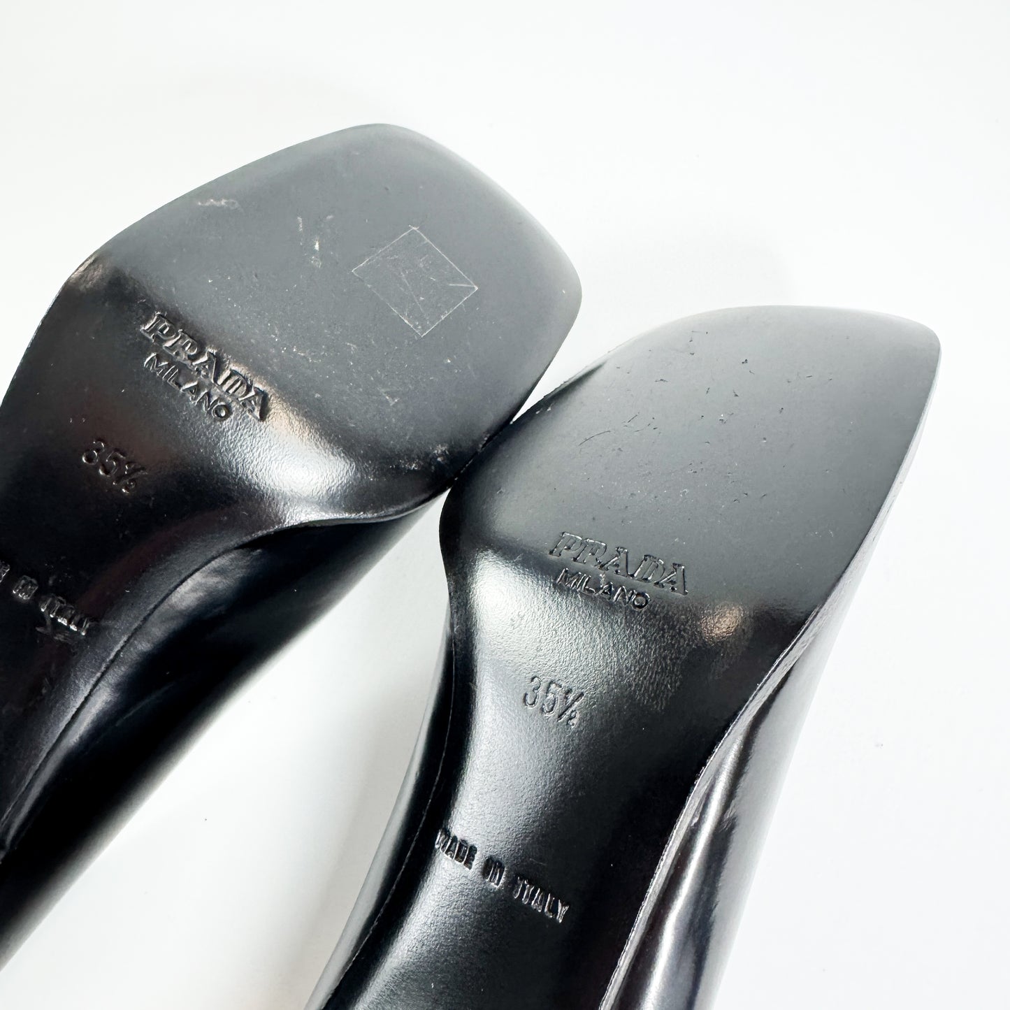 Prada Mirrored Square Toe Block Heels SS1999