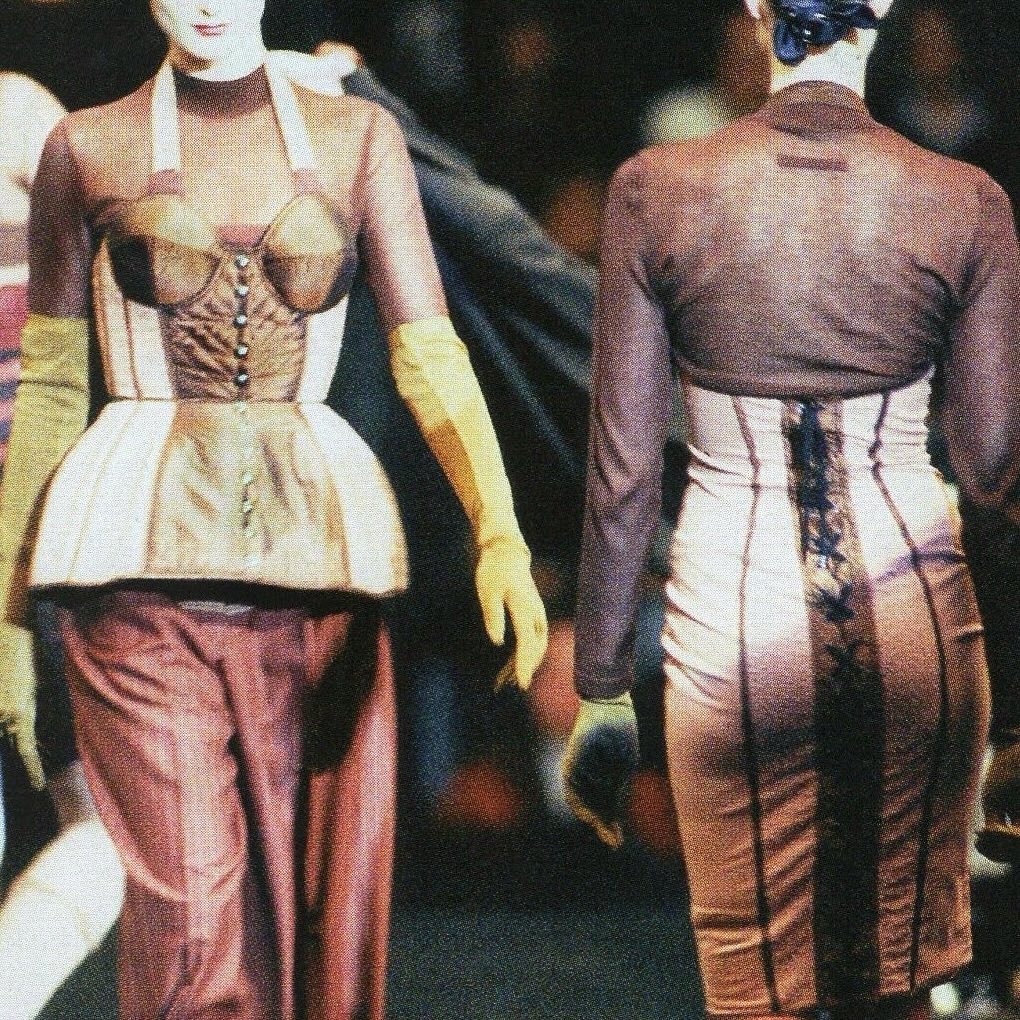 Jean Paul Gaultier Pin-Stripe Bones Pencil Skirt SS1988