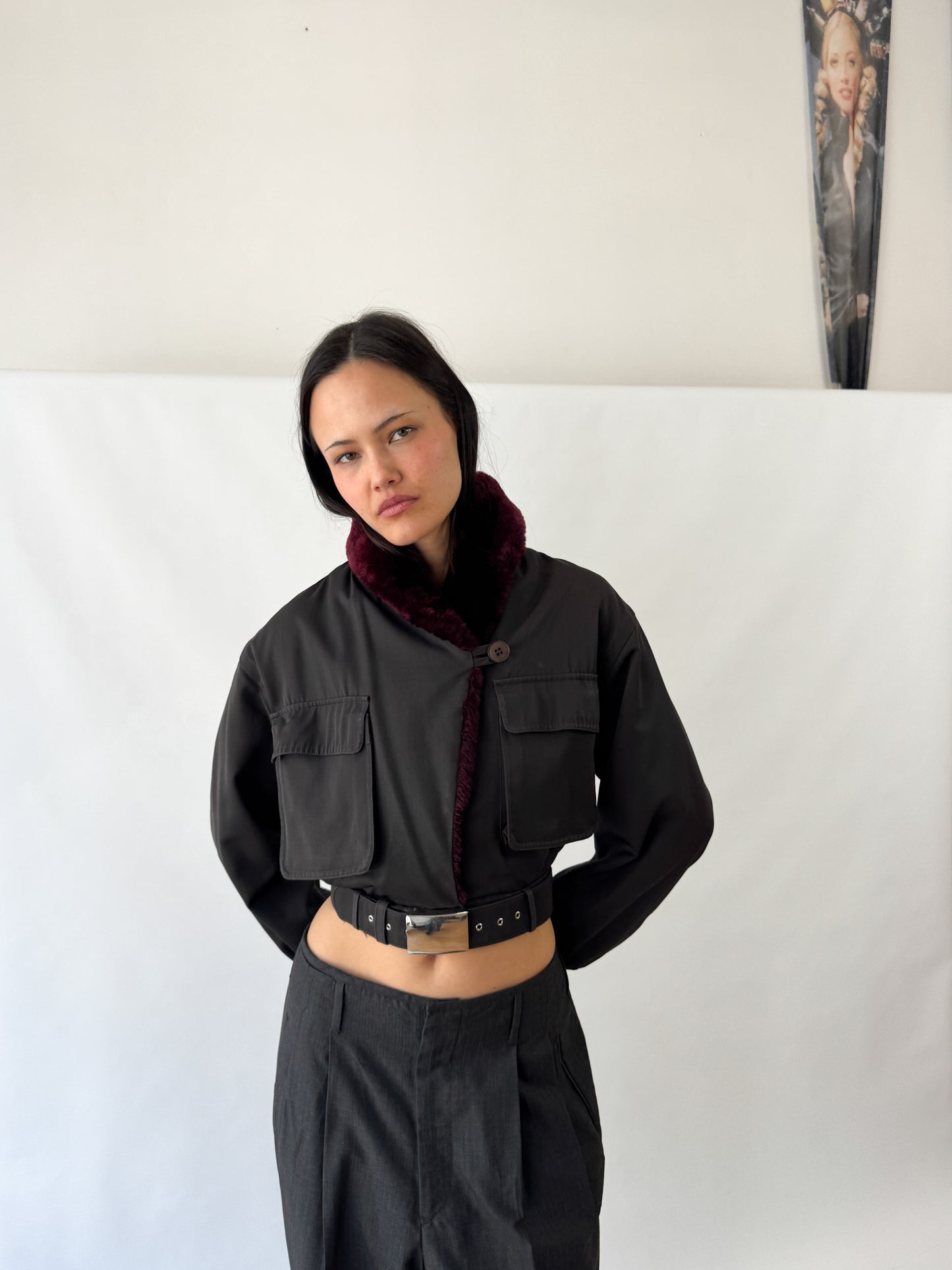 Jean Paul Gaultier Cropped Fur Collar Runway Jacket FW1991