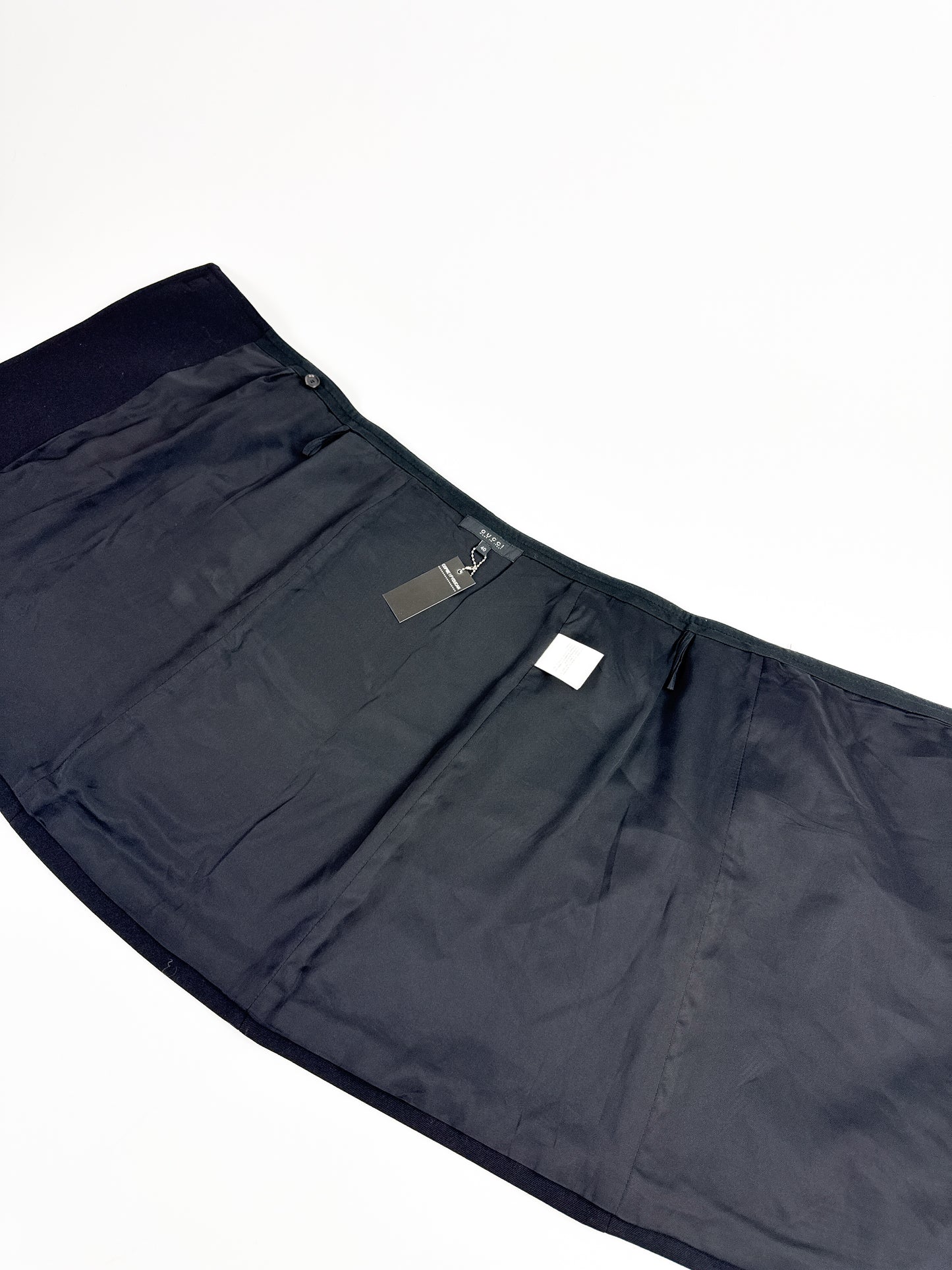 Gucci Black Wool Wrap-Skirt With Golden Clasp