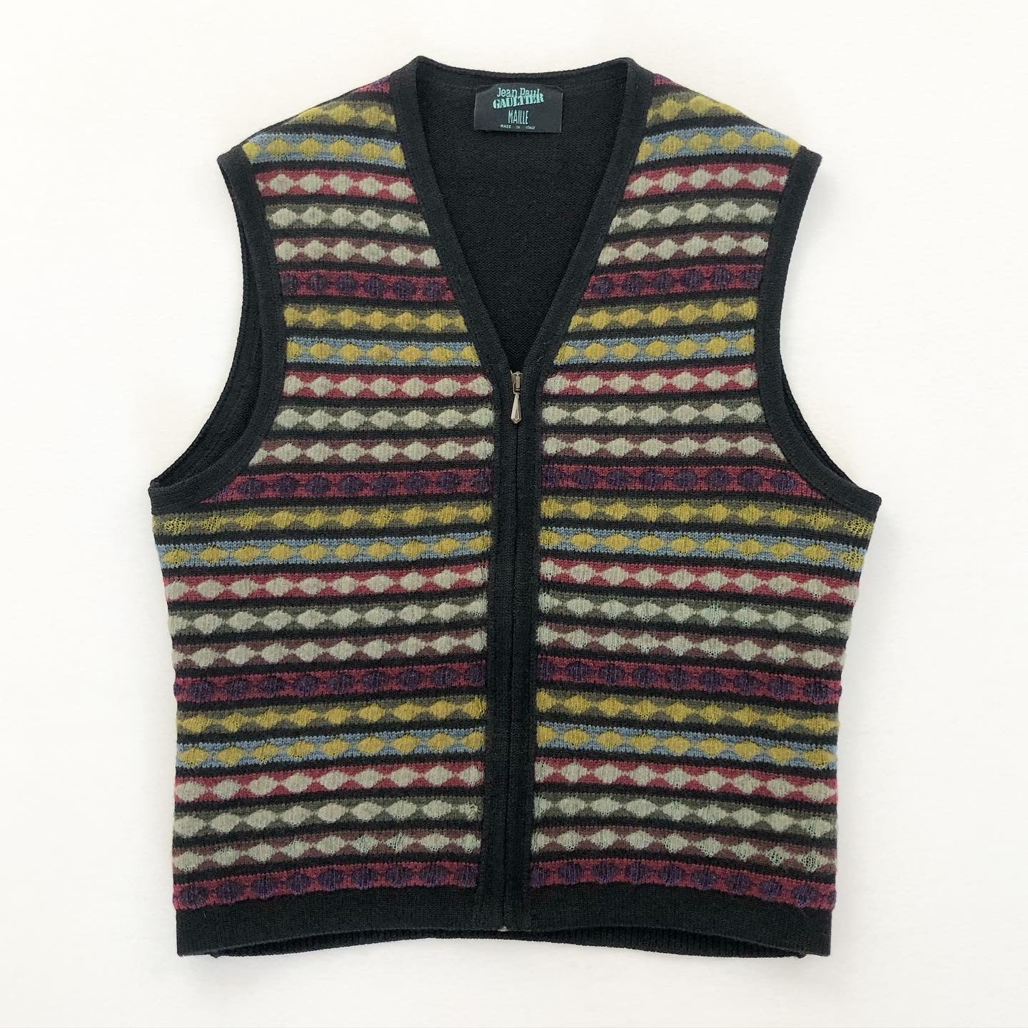 Jean Paul Gaultier Patterned Knit Zip-Up Sweater Vest FW1990