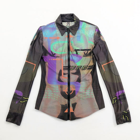 Jean Paul Gaultier Cyborg Zip-Up Jersey Shirt SS1996