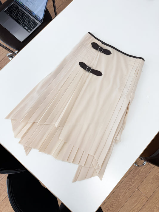 Jean Paul Gaultier Asymmetrical Pleats Skirt FW2002