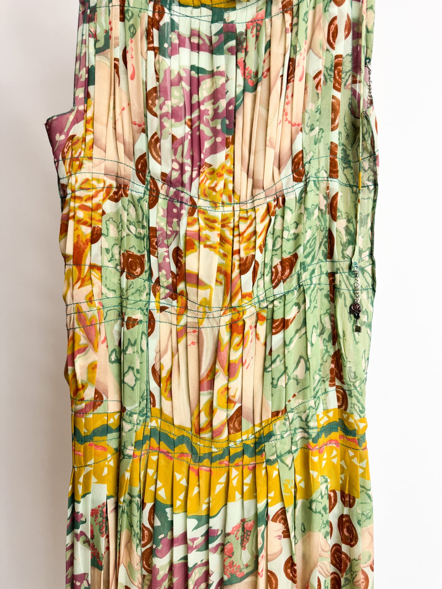 Jean Paul Gaultier Pleated Colourful Silk Dress FW2002