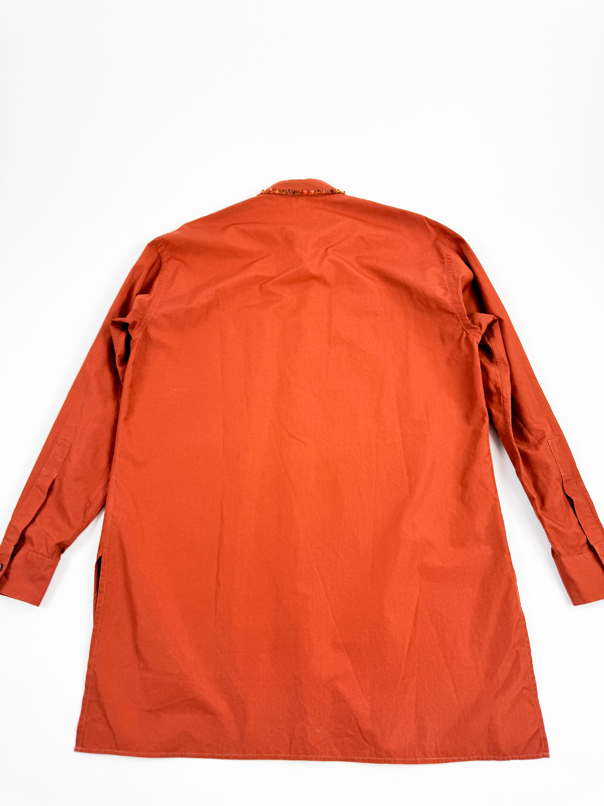 Prada Rust Orange Tunic Shirt with Amber Embroidery FW1993