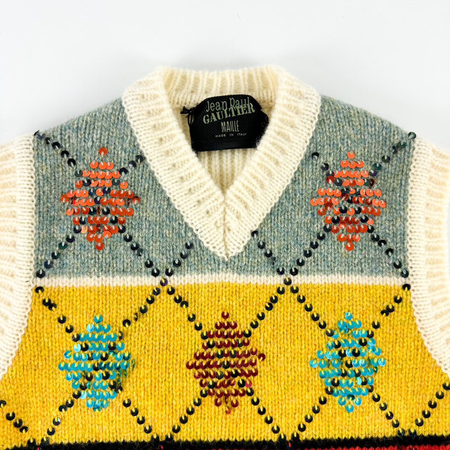 Jean Paul Gaultier Sequin Argyle Sweater Vest FW1999