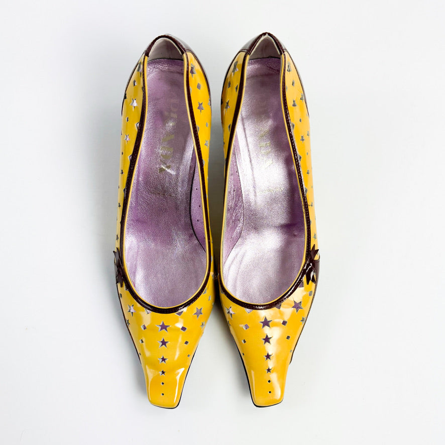 Prada Star Cut-Out Patent Leather Kitten Heels SS2000