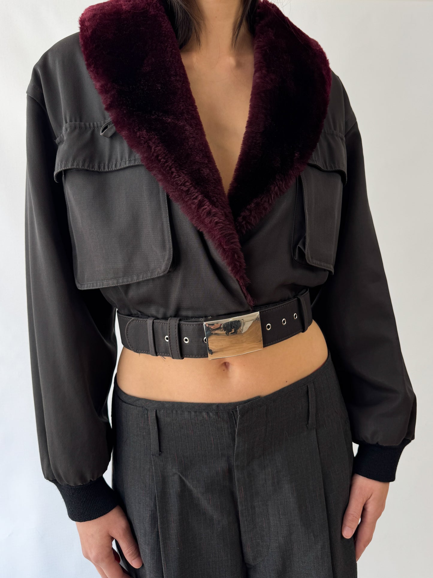 Jean Paul Gaultier Cropped Fur Collar Runway Jacket FW1991