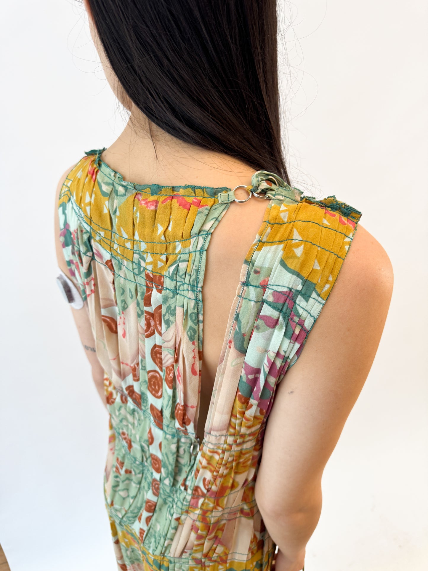 Jean Paul Gaultier Pleated Colourful Silk Dress FW2002