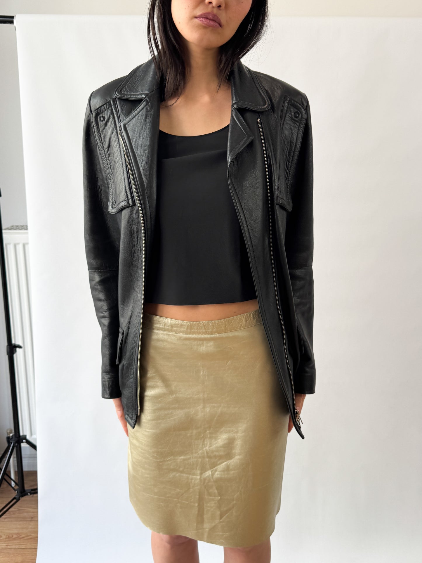 Ann Demeulemeester Chest Pocket Leather Jacket 2000s