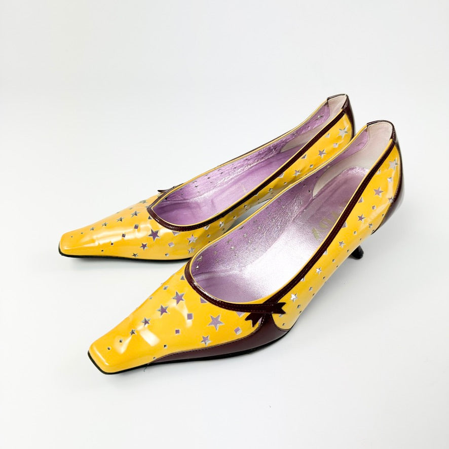 Prada Star Cut-Out Patent Leather Kitten Heels SS2000