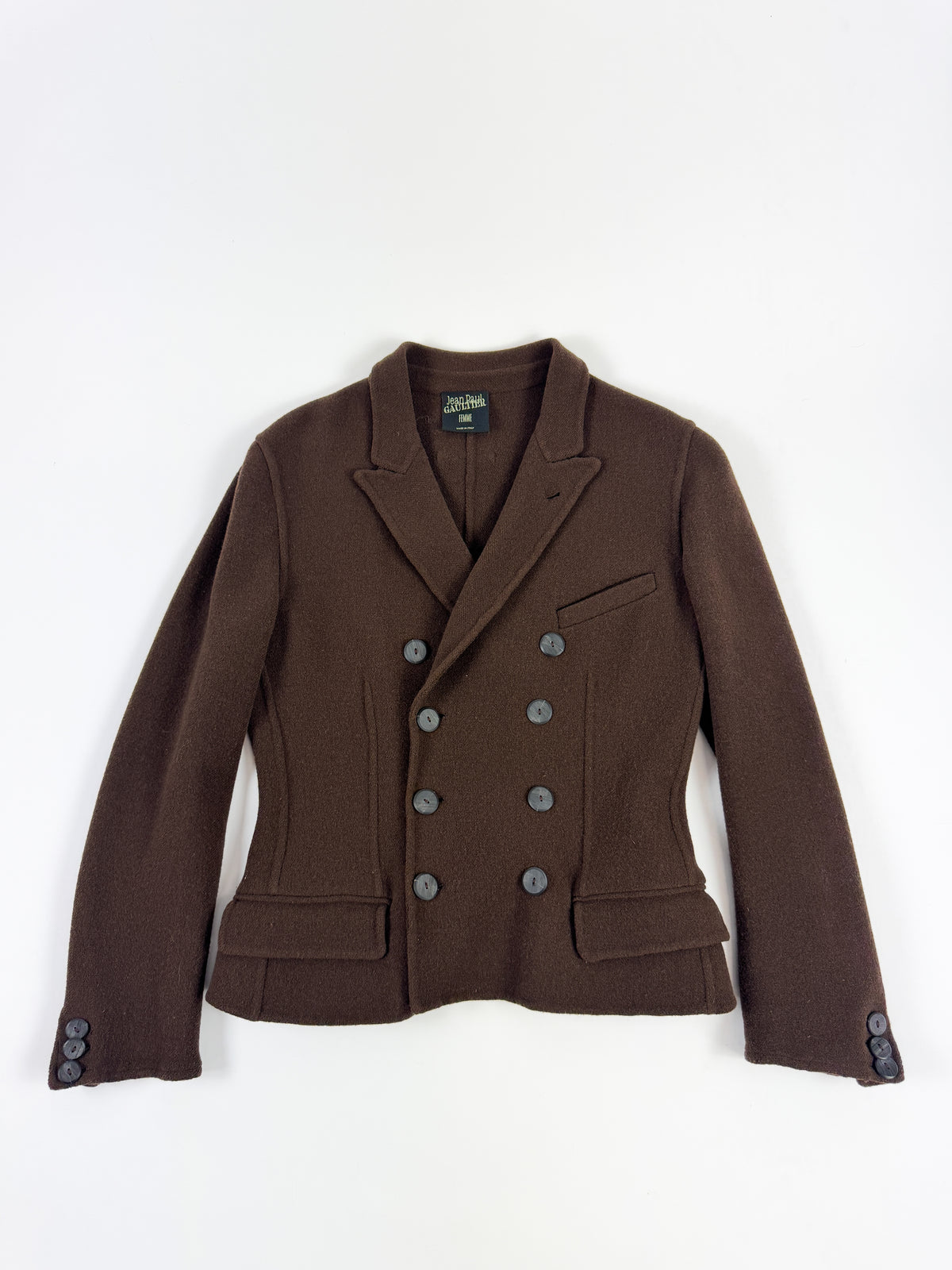 Gaultier Brown Double-Breasted Wool Blazer Early 90s