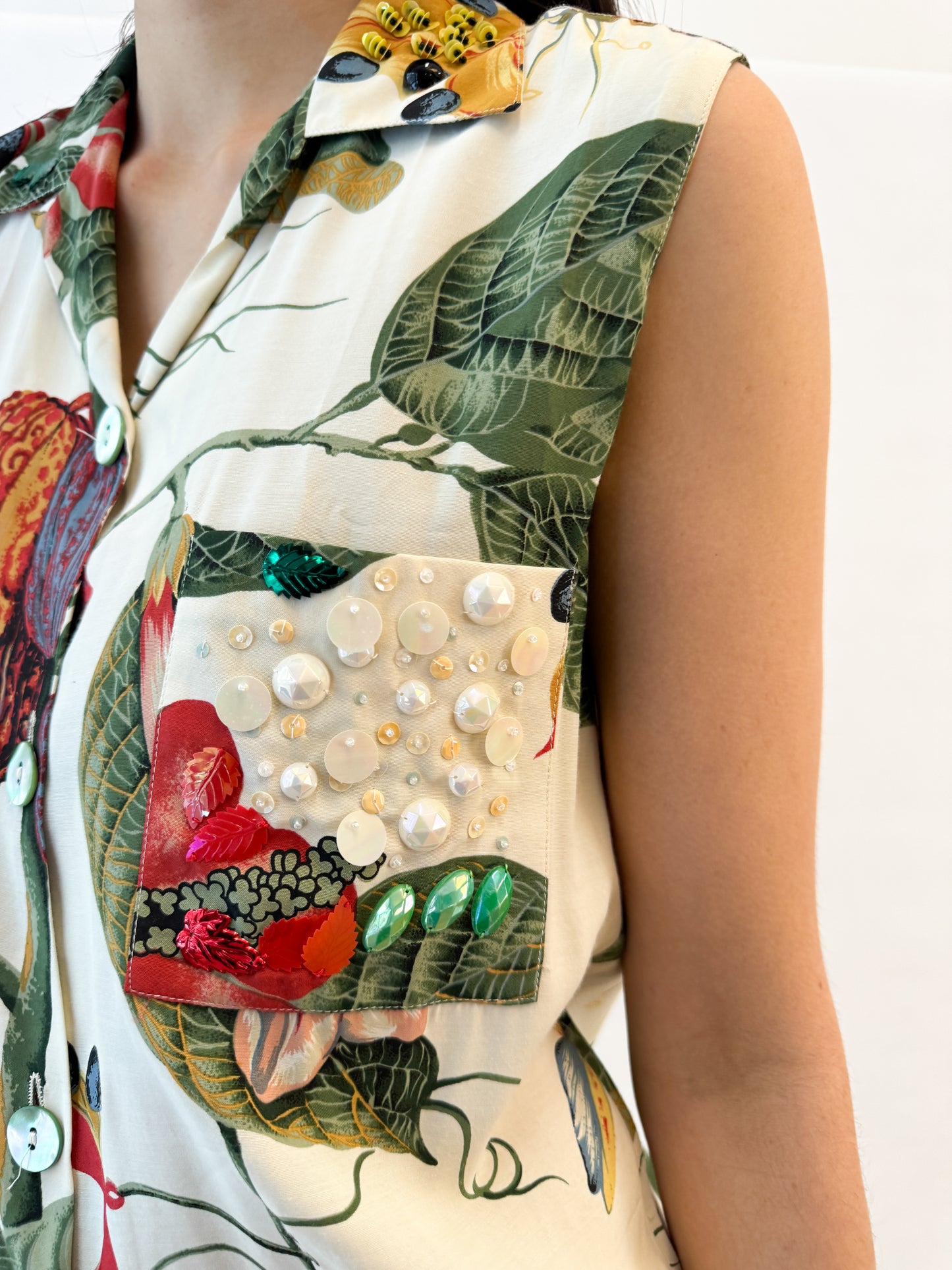 Jean Paul Gaultier Botanical Print Sleeveless Blouse SS1993