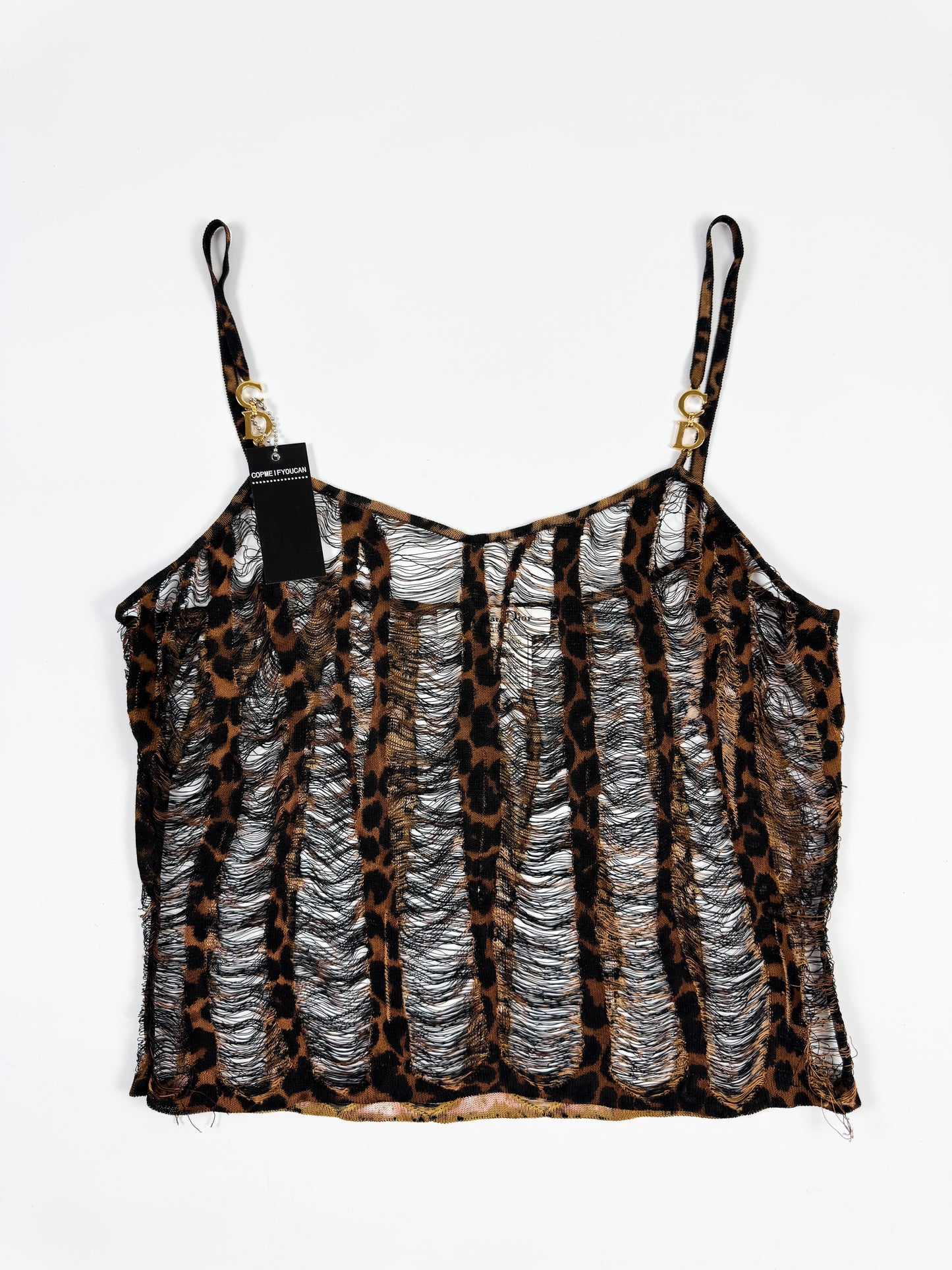 Dior Distressed Leopard Camisole Top with Gold Hardware FW2000