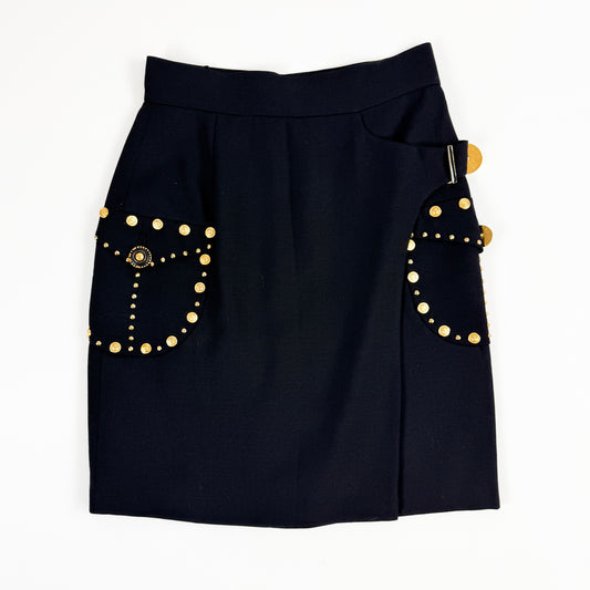 Versace Embellished Wool Pencil Skirt FW1992