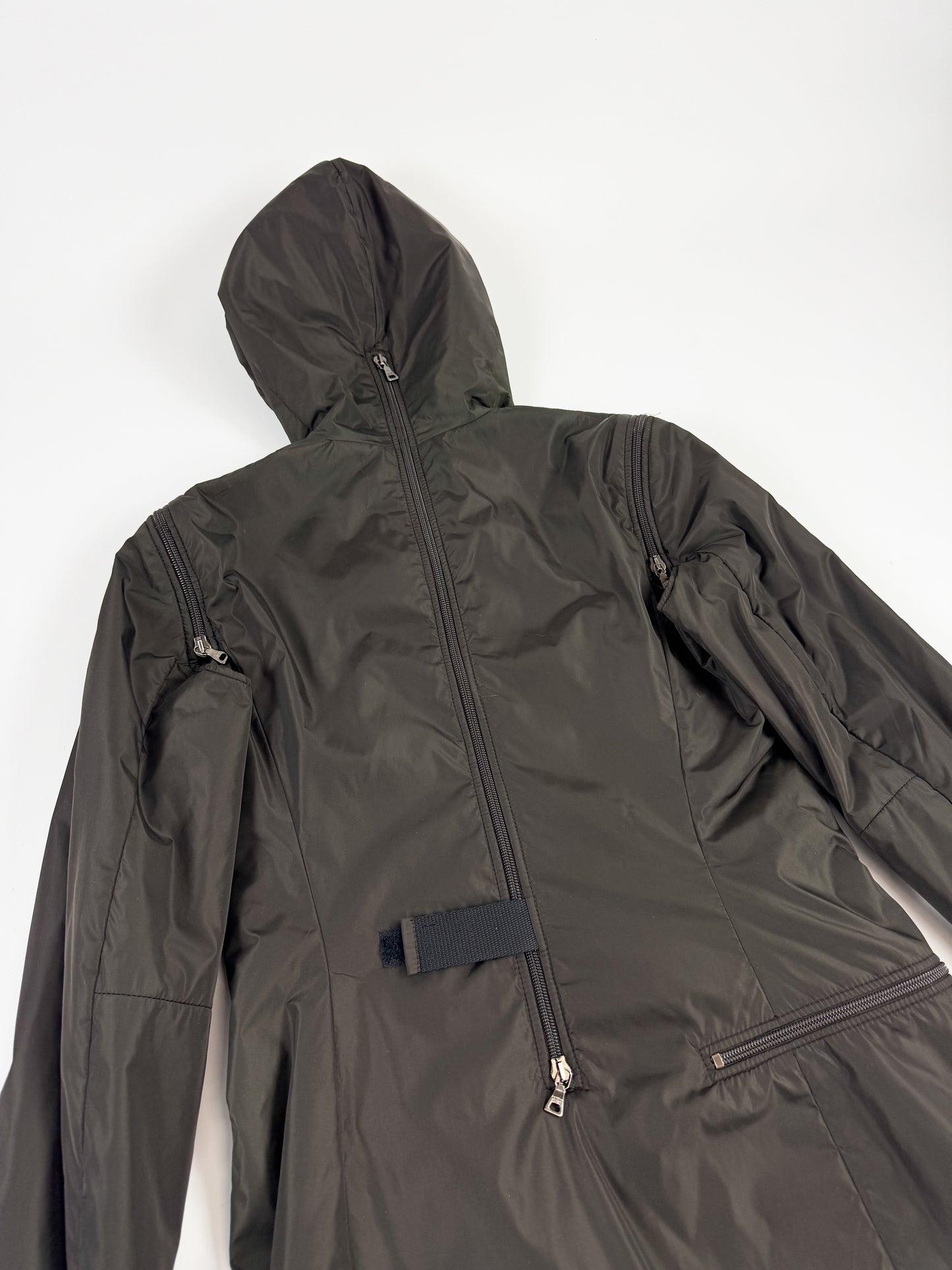 Prada Khaki Padded Nylon Utility Dress FW1999