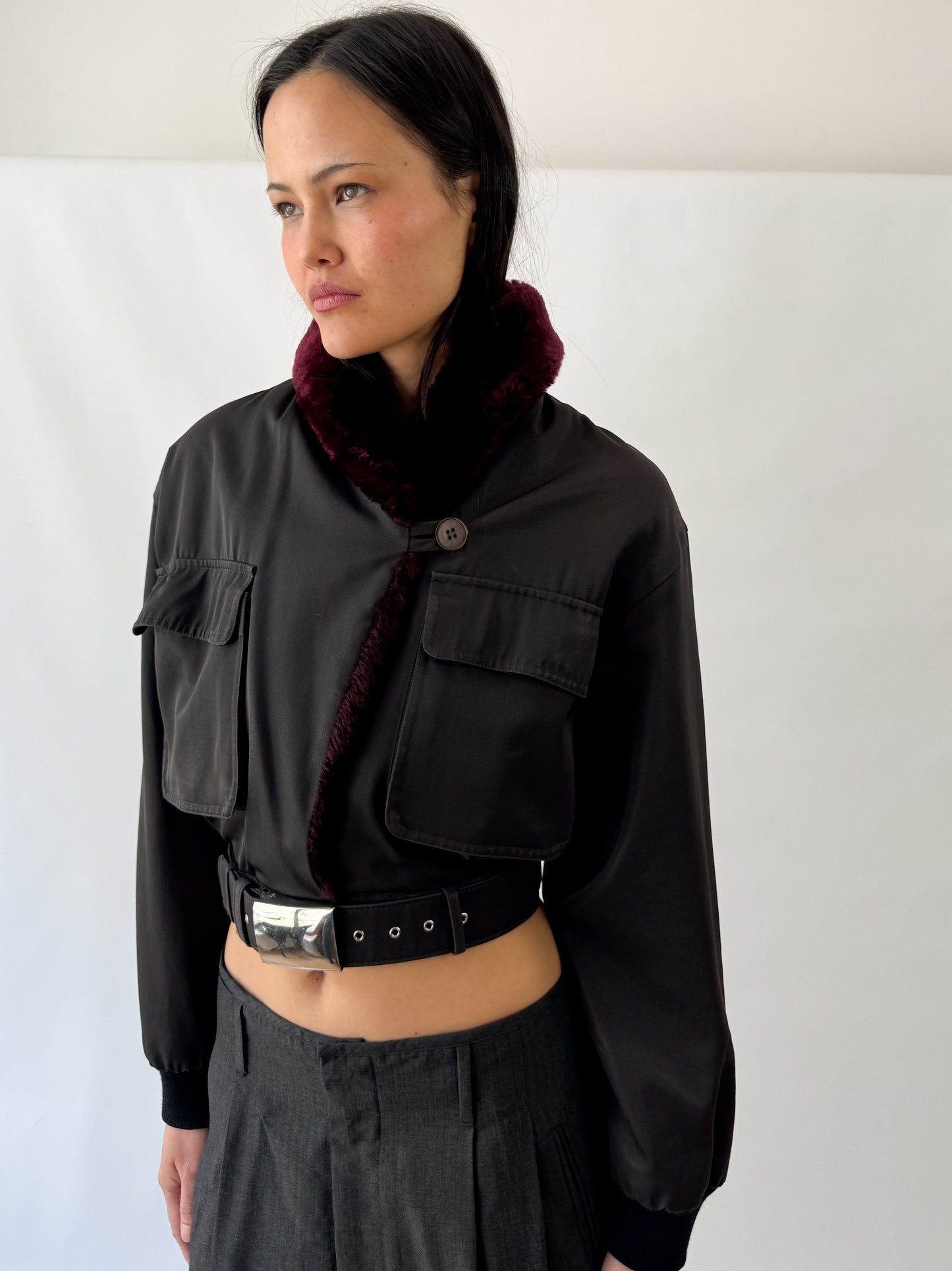 Jean Paul Gaultier Cropped Fur Collar Runway Jacket FW1991