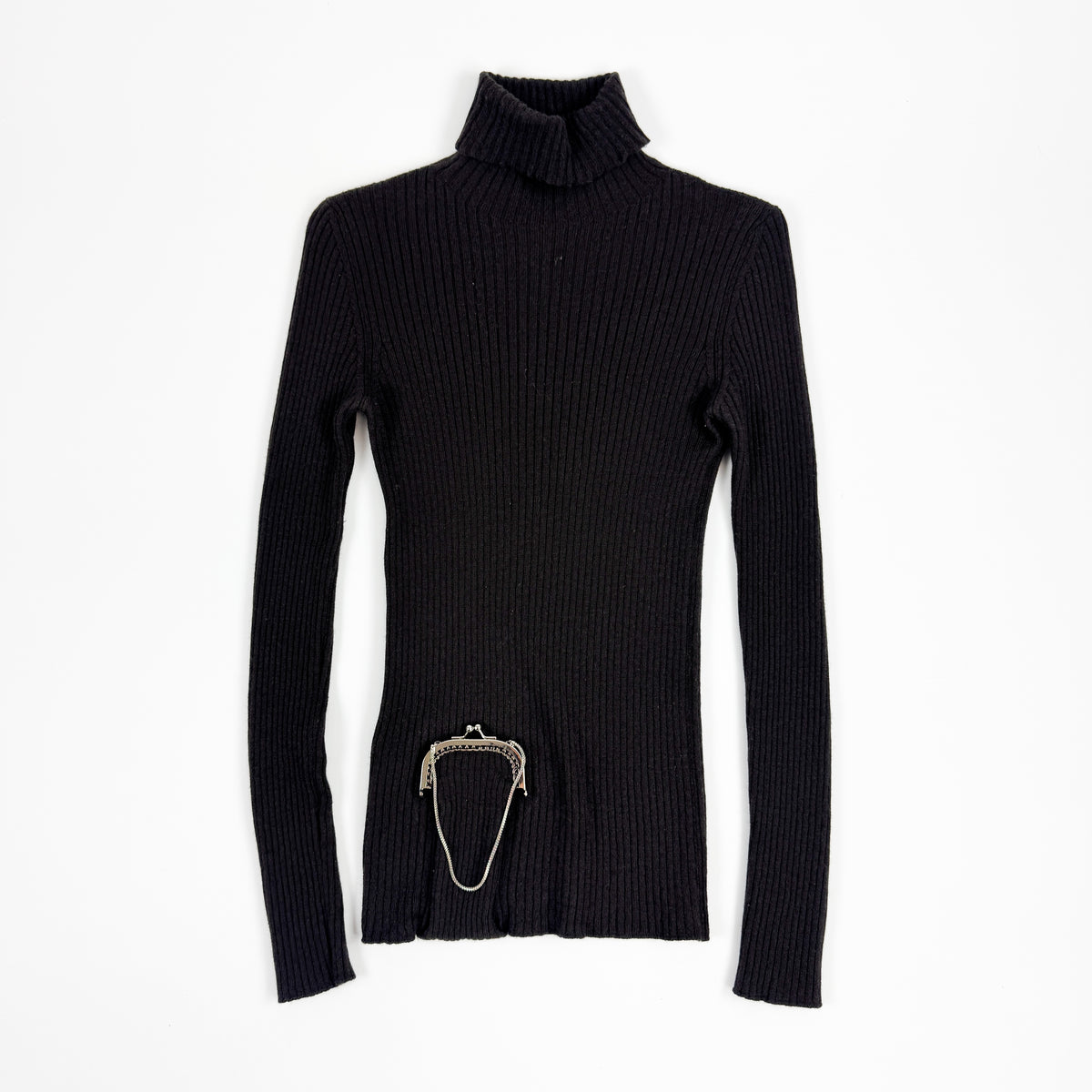 Jean Paul Gaultier Brown Wool Turtle Neck with Built-In Clasp Pocket 1990s