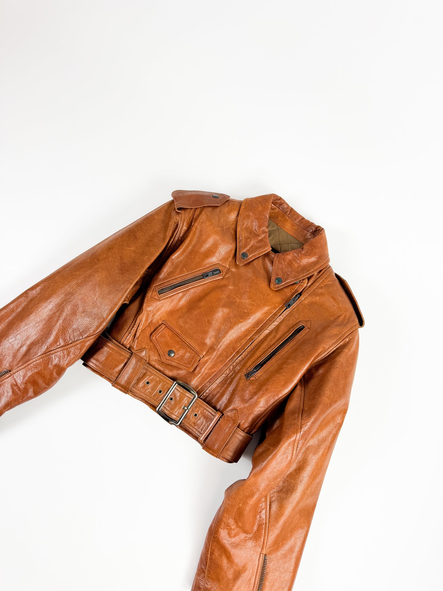 Jean Paul Gaultier Cuir Cropped Biker Leather Jacket SS1986