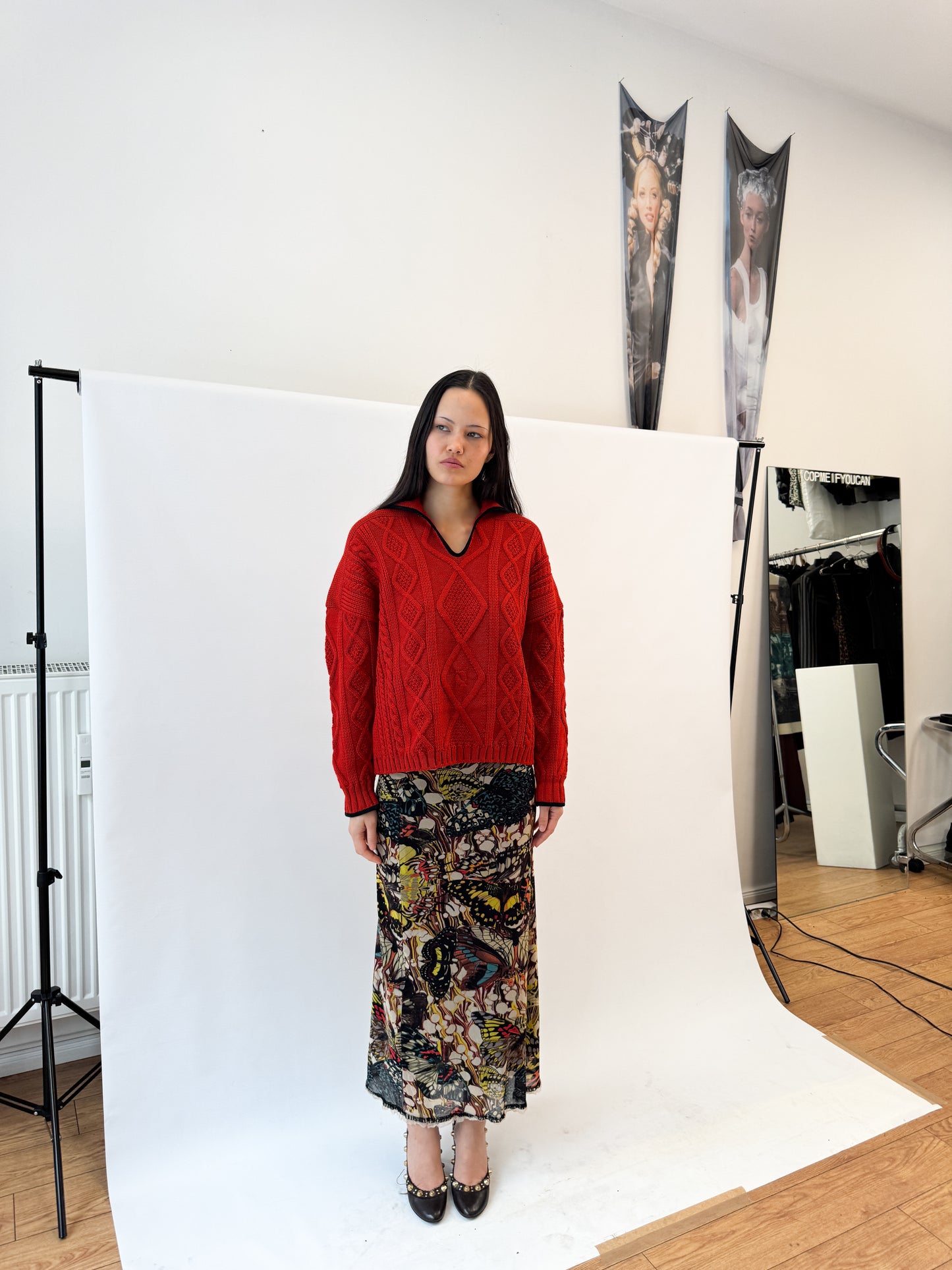 Jean Paul Gaultier Butterfly Mesh Maxi Skirt SS2003