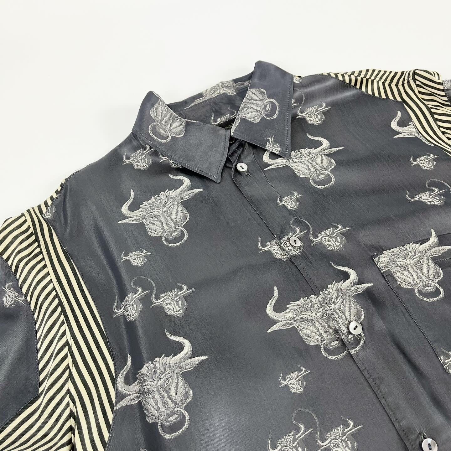 Jean Paul Gaultier Homme Bulls Print Button-Up Shirt FW1994