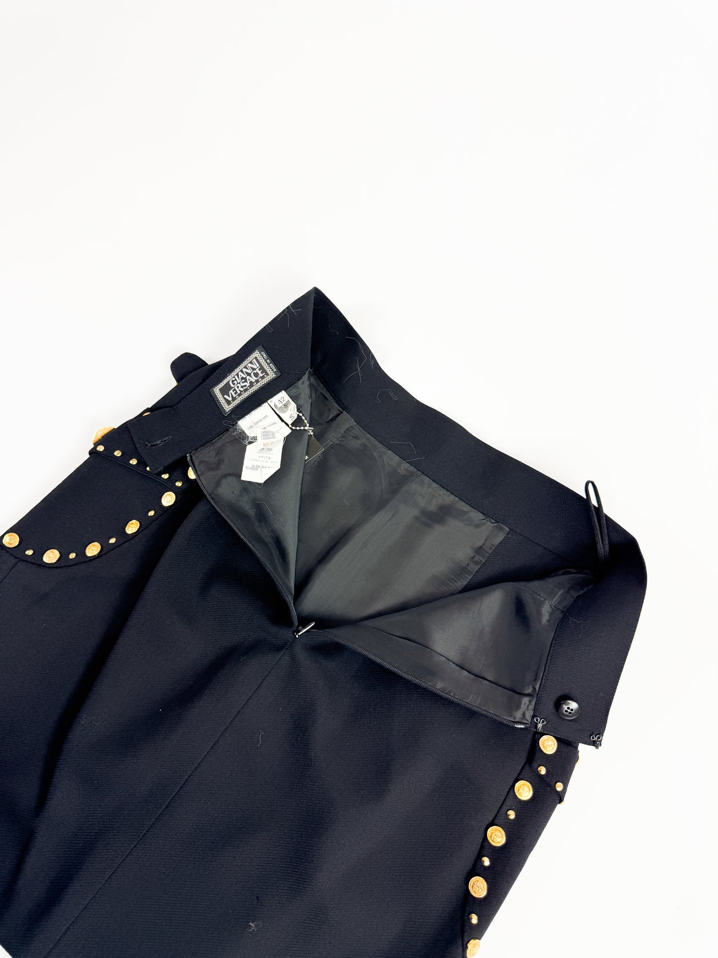 Versace Embellished Wool Pencil Skirt FW1992