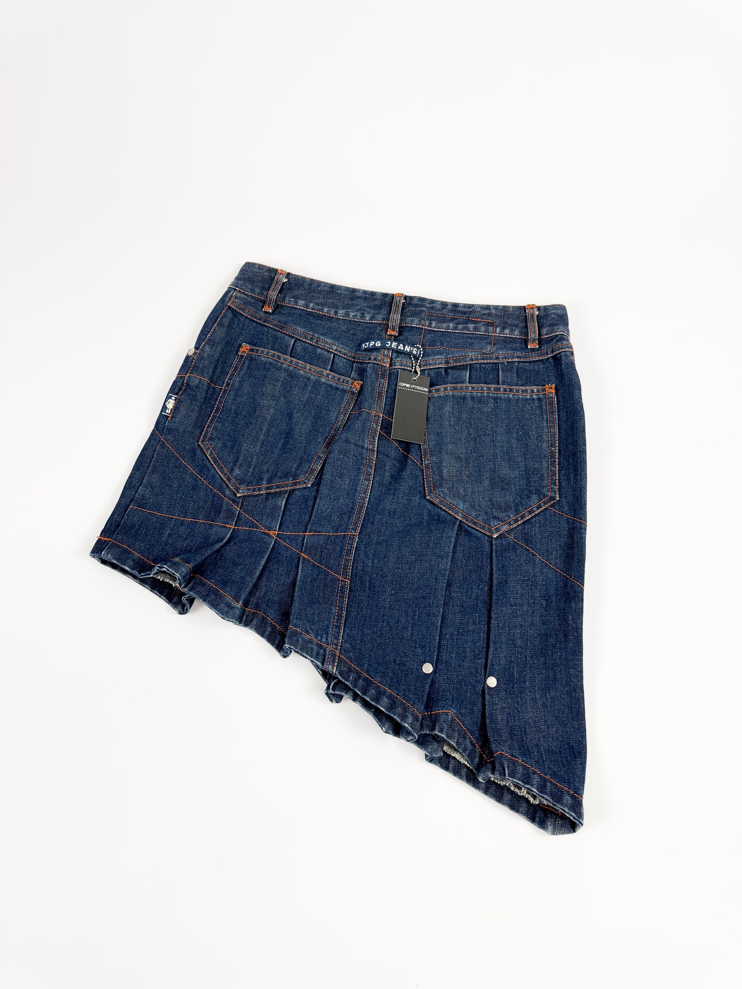 Jean Paul Gaultier Asymmetrical Pleat Denim Skirt FW2002