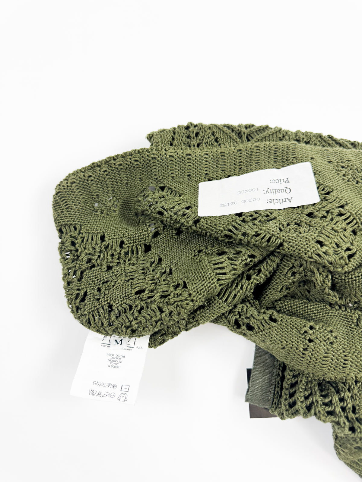 Gaultier Green Knit Top with High-Neck and Ribbon Details 1990s
