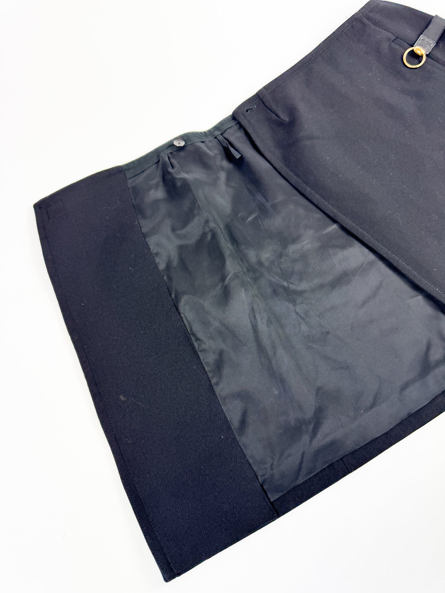 Gucci Black Wool Wrap-Skirt With Golden Clasp