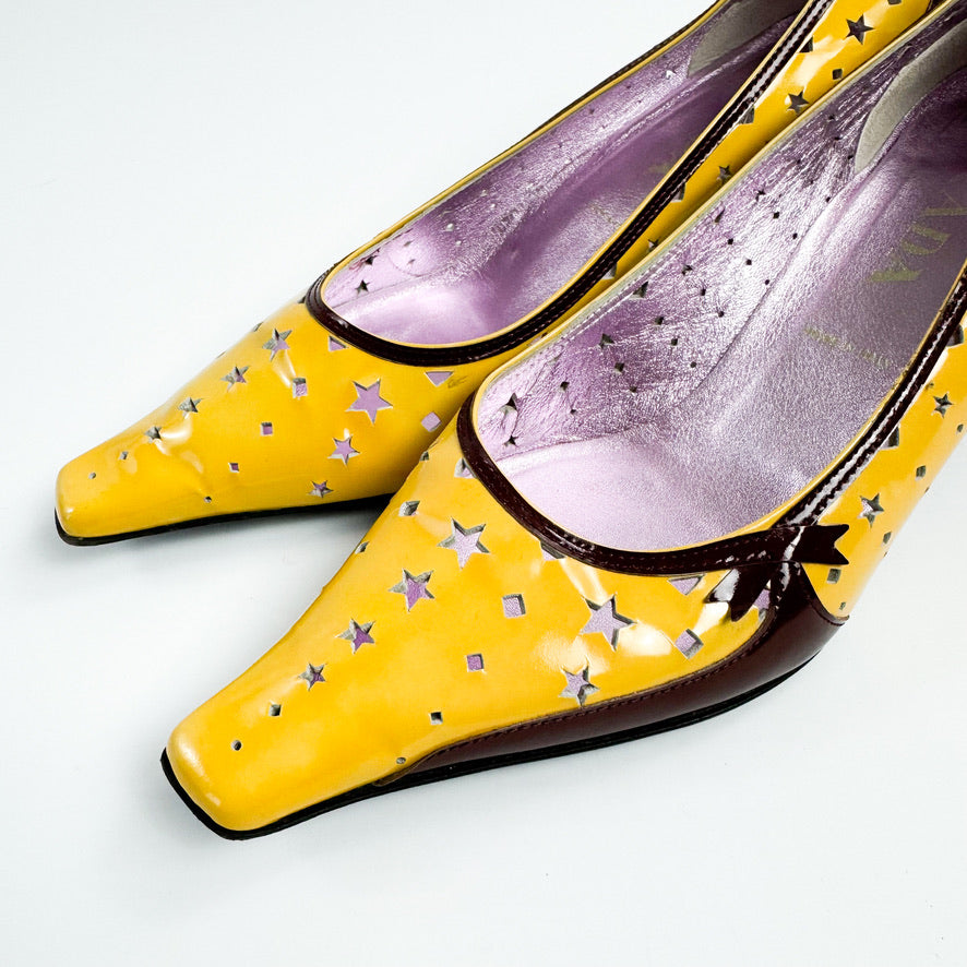 Prada Star Cut-Out Patent Leather Kitten Heels SS2000