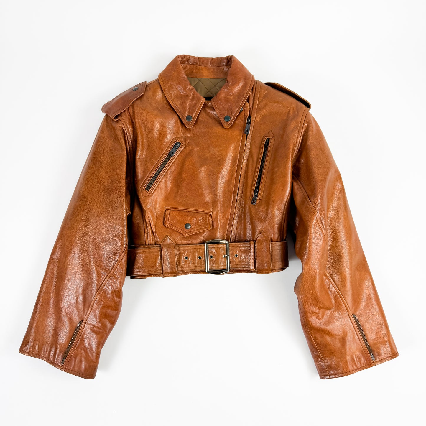 Jean Paul Gaultier Cuir Cropped Biker Leather Jacket SS1986