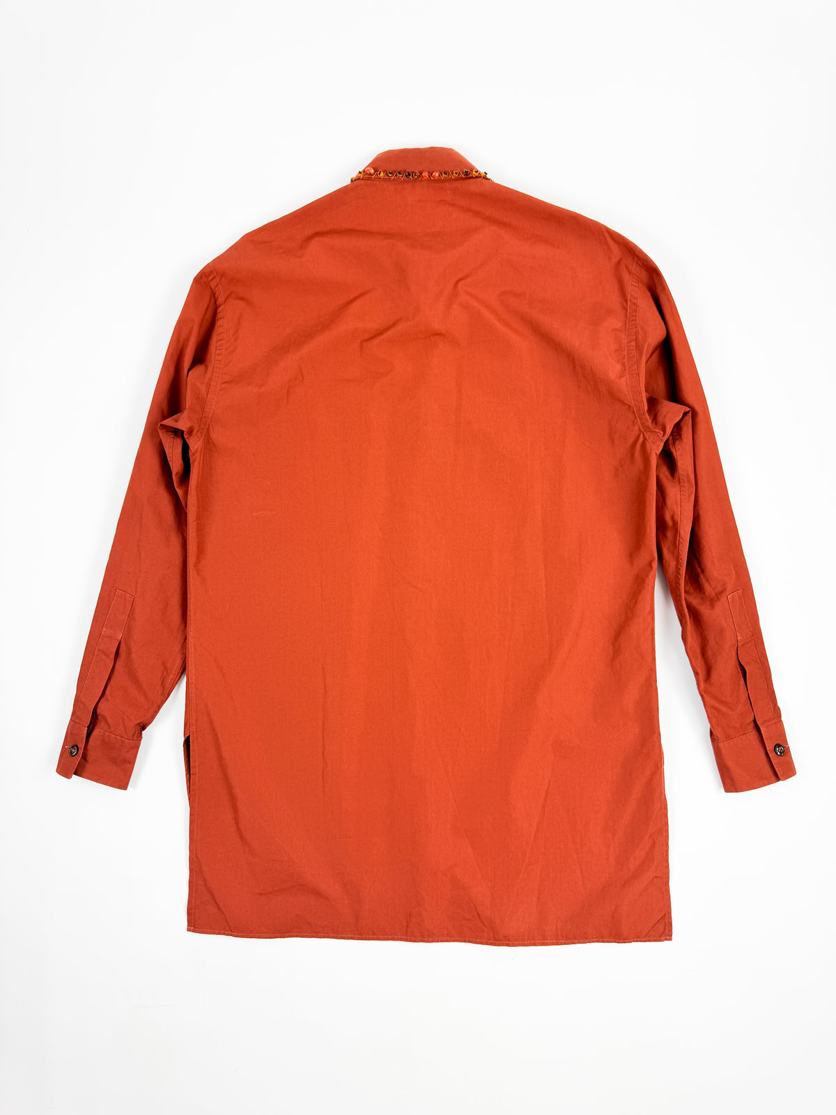 Prada Rust Orange Tunic Shirt with Amber Embroidery FW1993