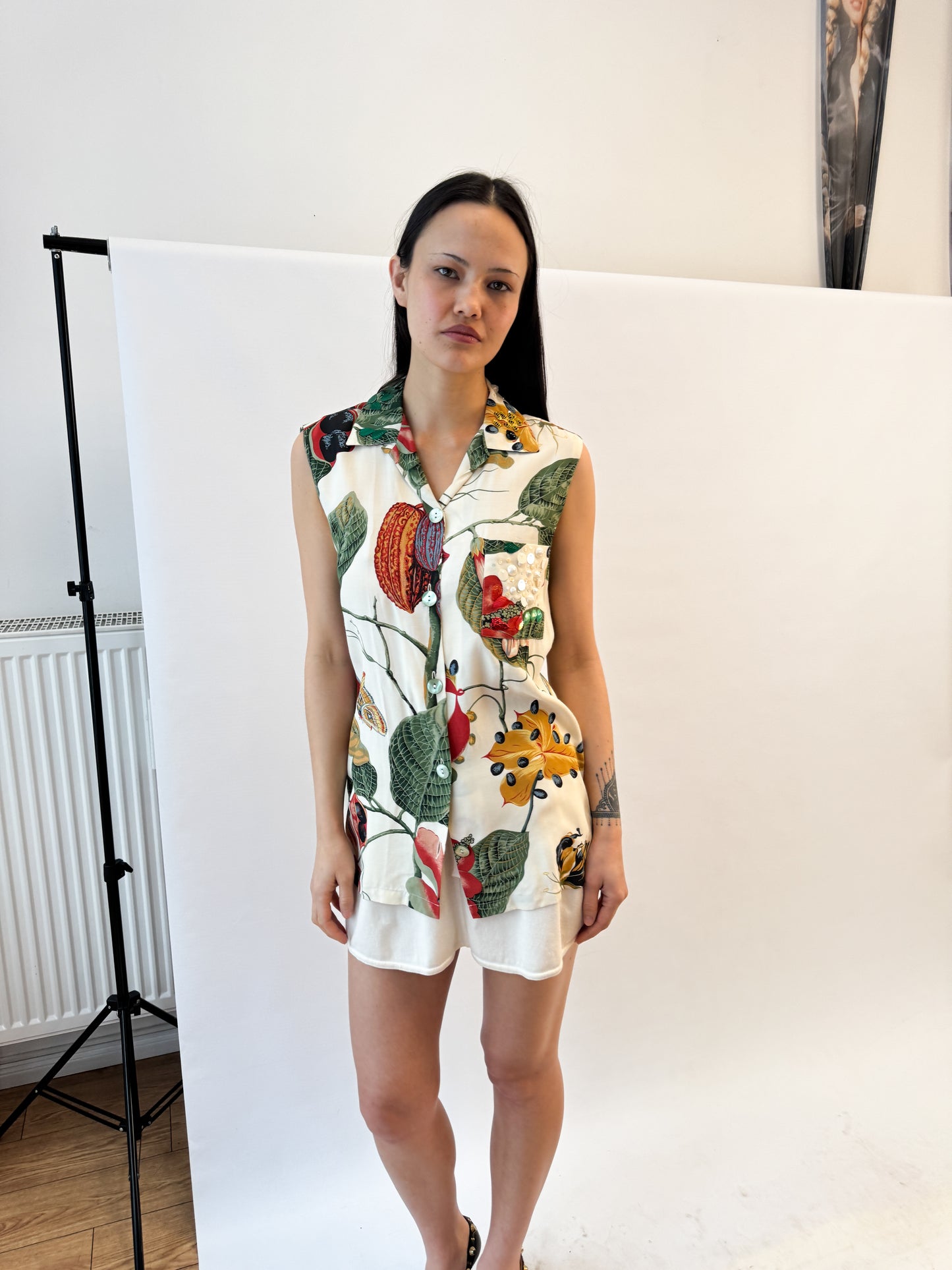 Jean Paul Gaultier Botanical Print Sleeveless Blouse SS1993