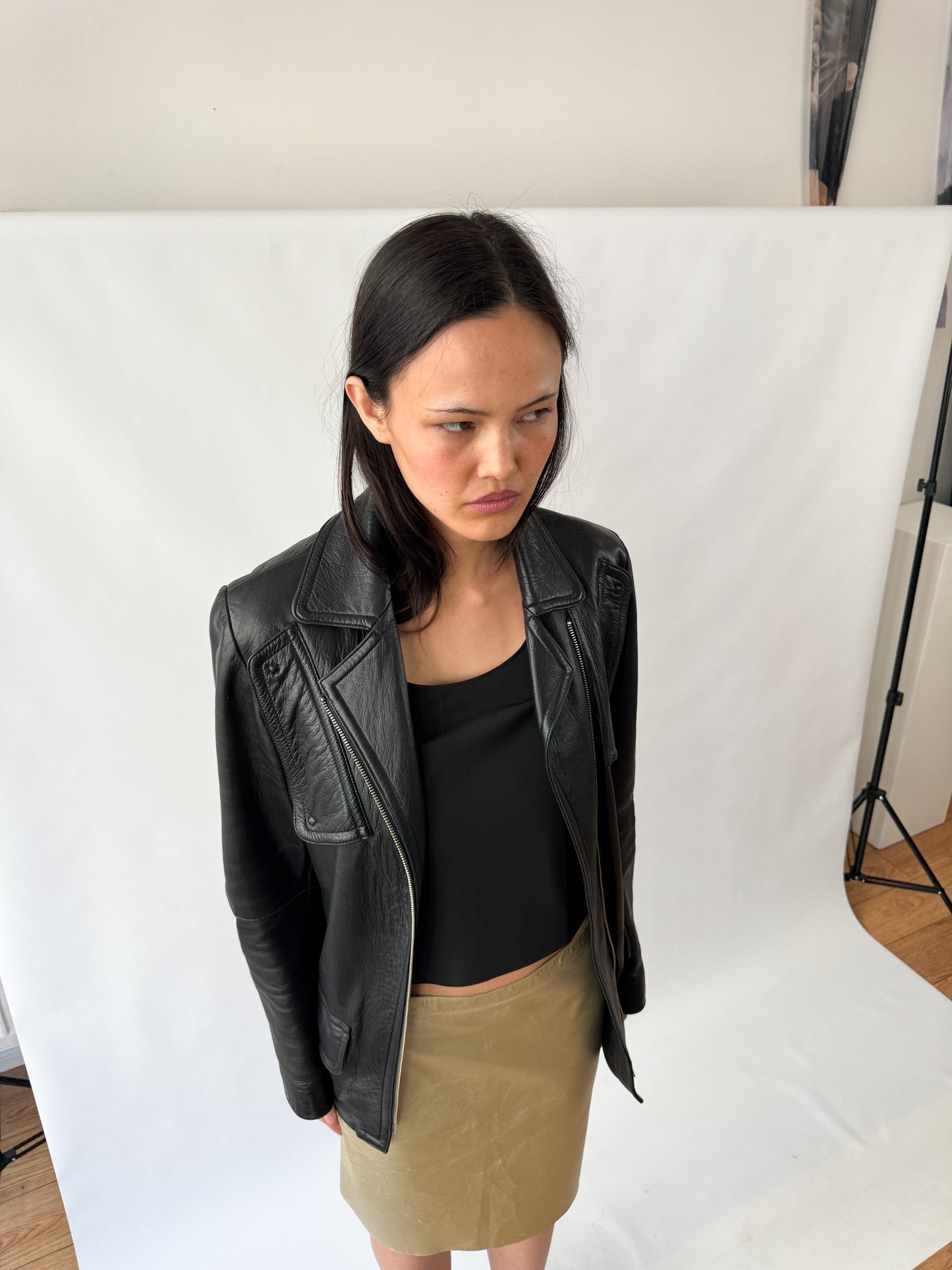 Ann Demeulemeester Chest Pocket Leather Jacket 2000s