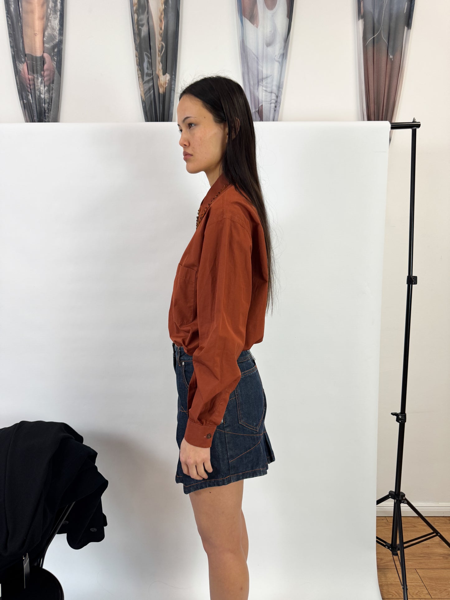 Jean Paul Gaultier Asymmetrical Pleat Denim Skirt FW2002