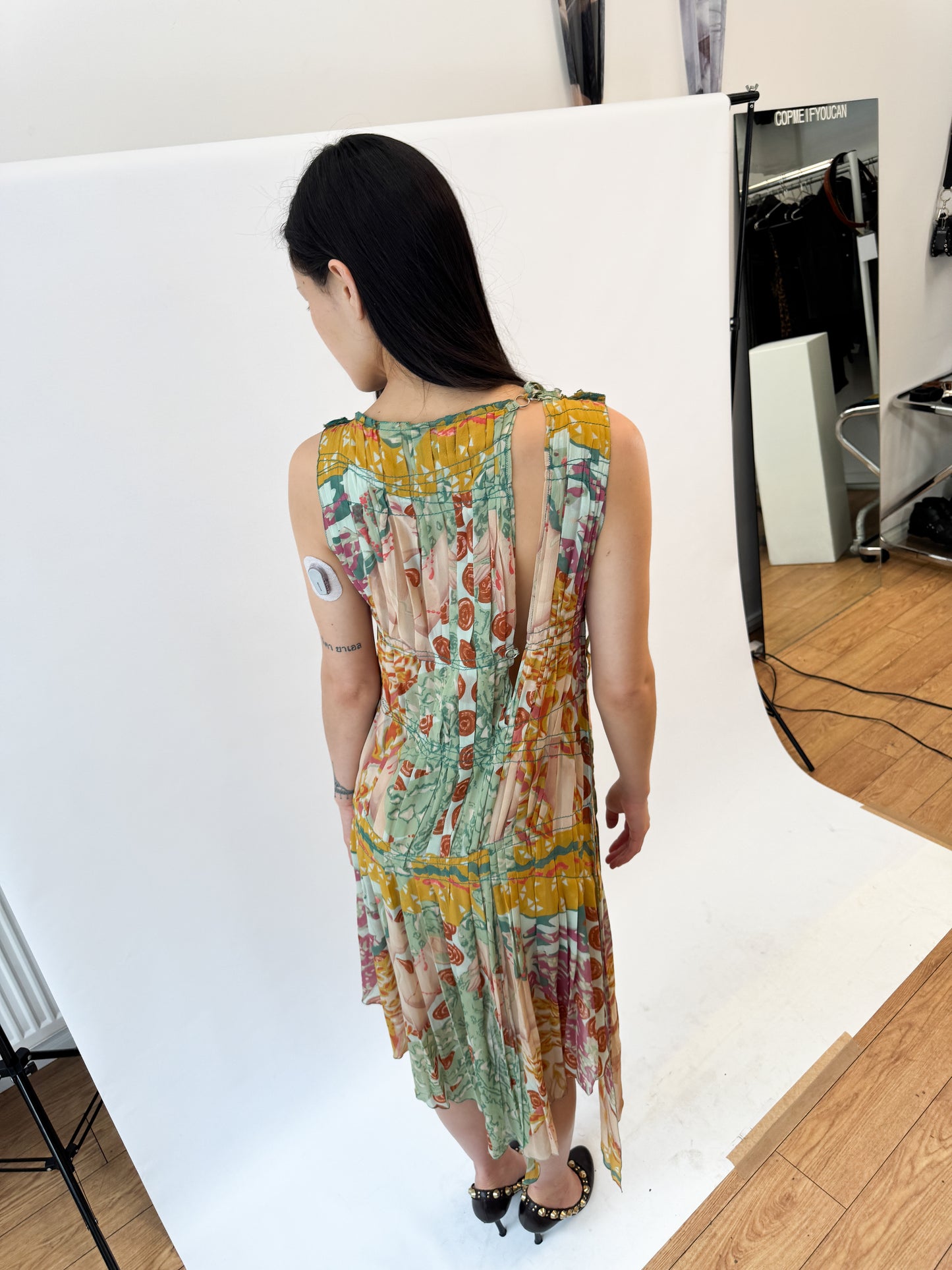 Jean Paul Gaultier Pleated Colourful Silk Dress FW2002