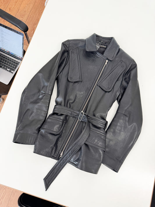 Ann Demeulemeester Chest Pocket Leather Jacket 2000s