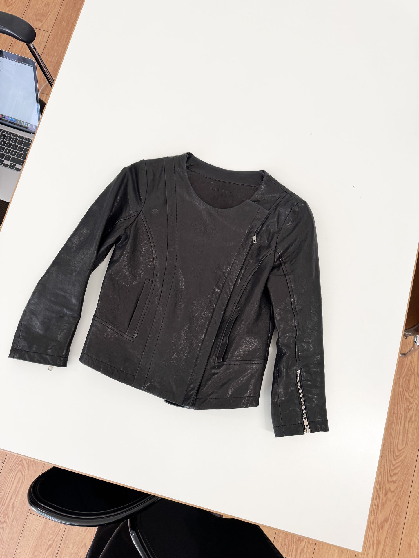 Sandro Cropped Lamb Leather Biker Jacket 2009