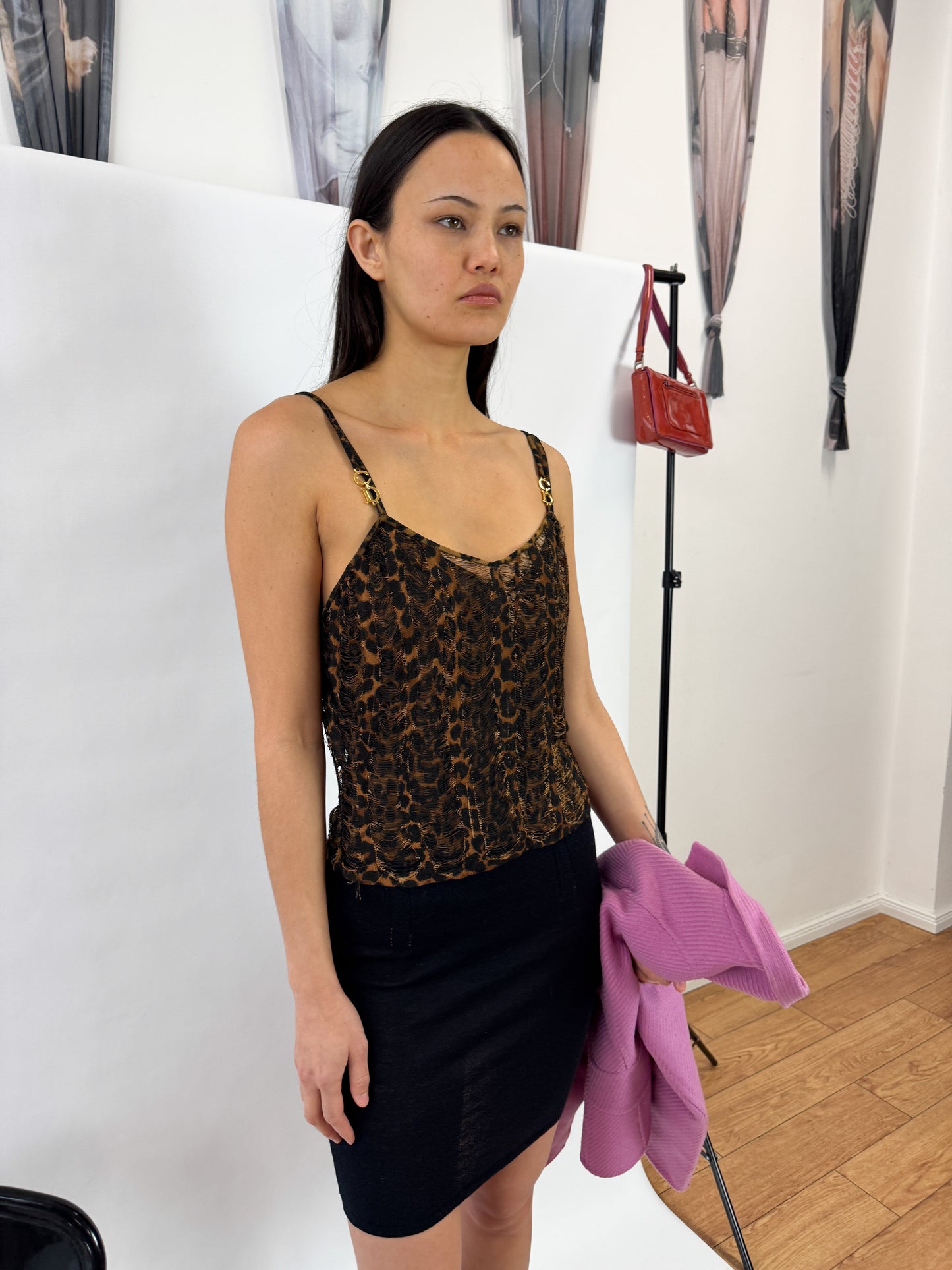 Dior Distressed Leopard Camisole Top with Gold Hardware FW2000