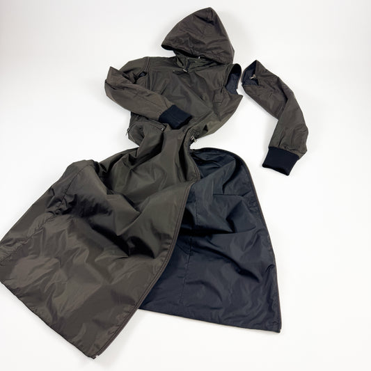 Prada Khaki Padded Nylon Utility Dress FW1999