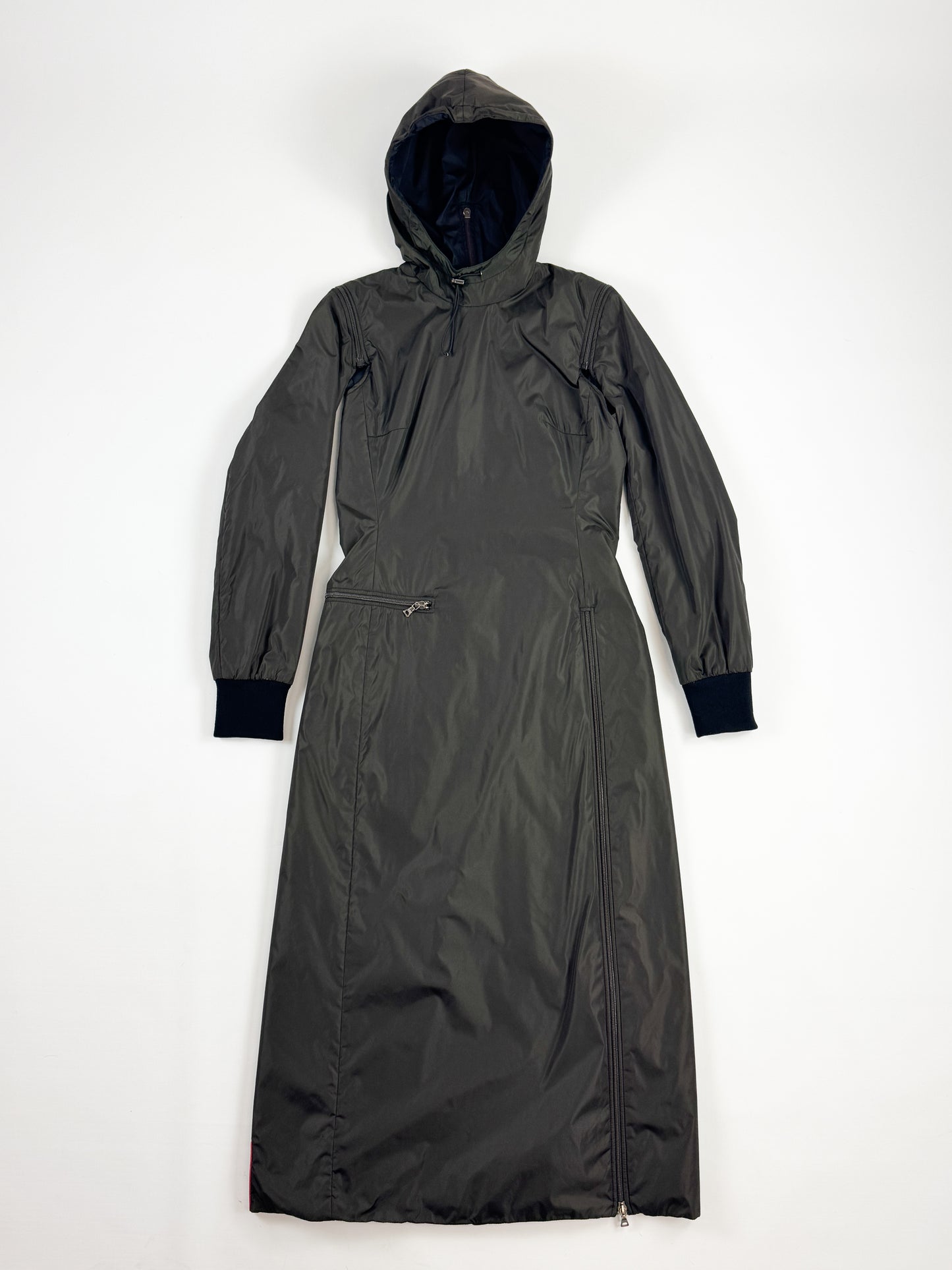 Prada Khaki Padded Nylon Utility Dress FW1999