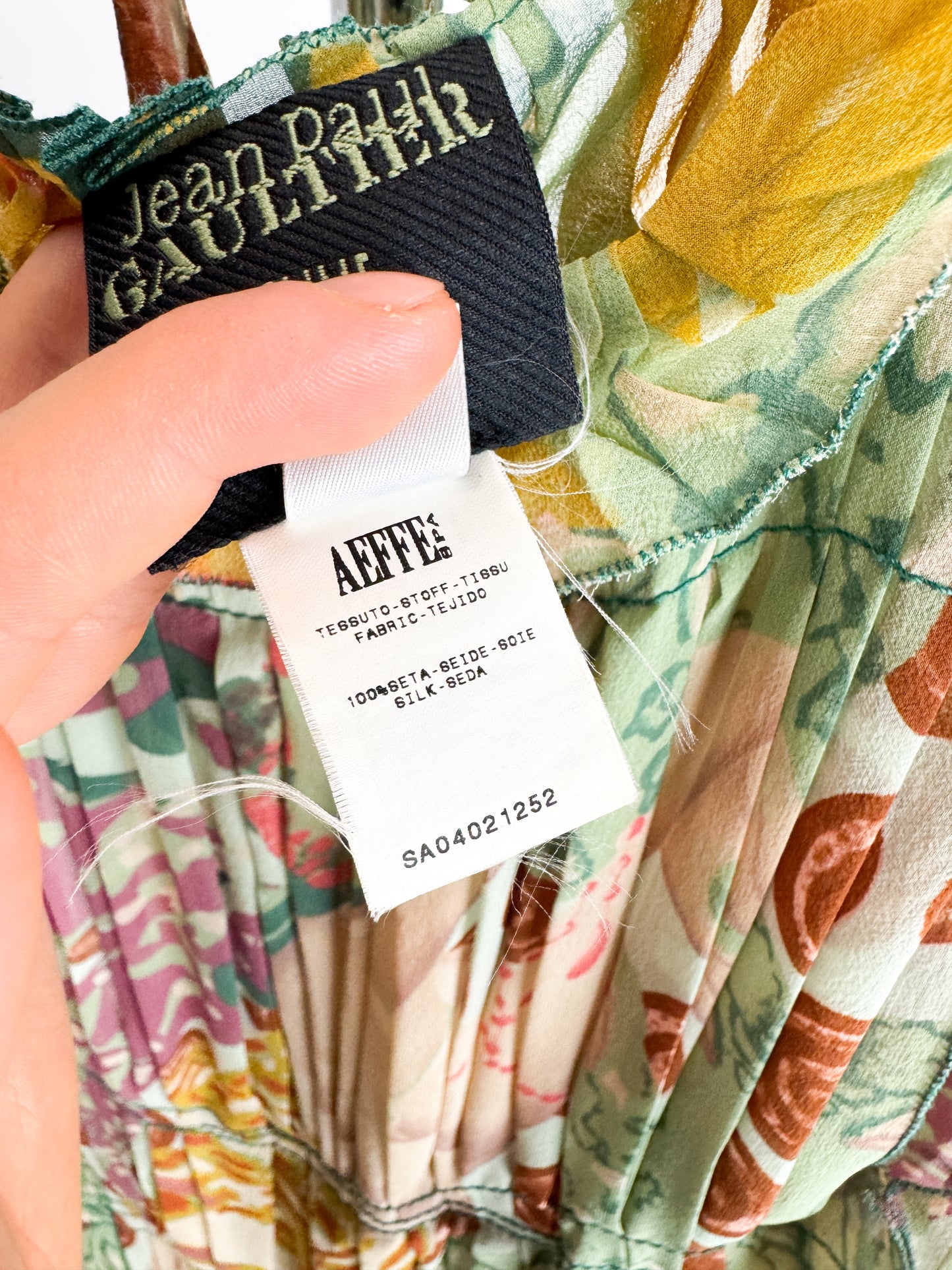 Jean Paul Gaultier Pleated Colourful Silk Dress FW2002