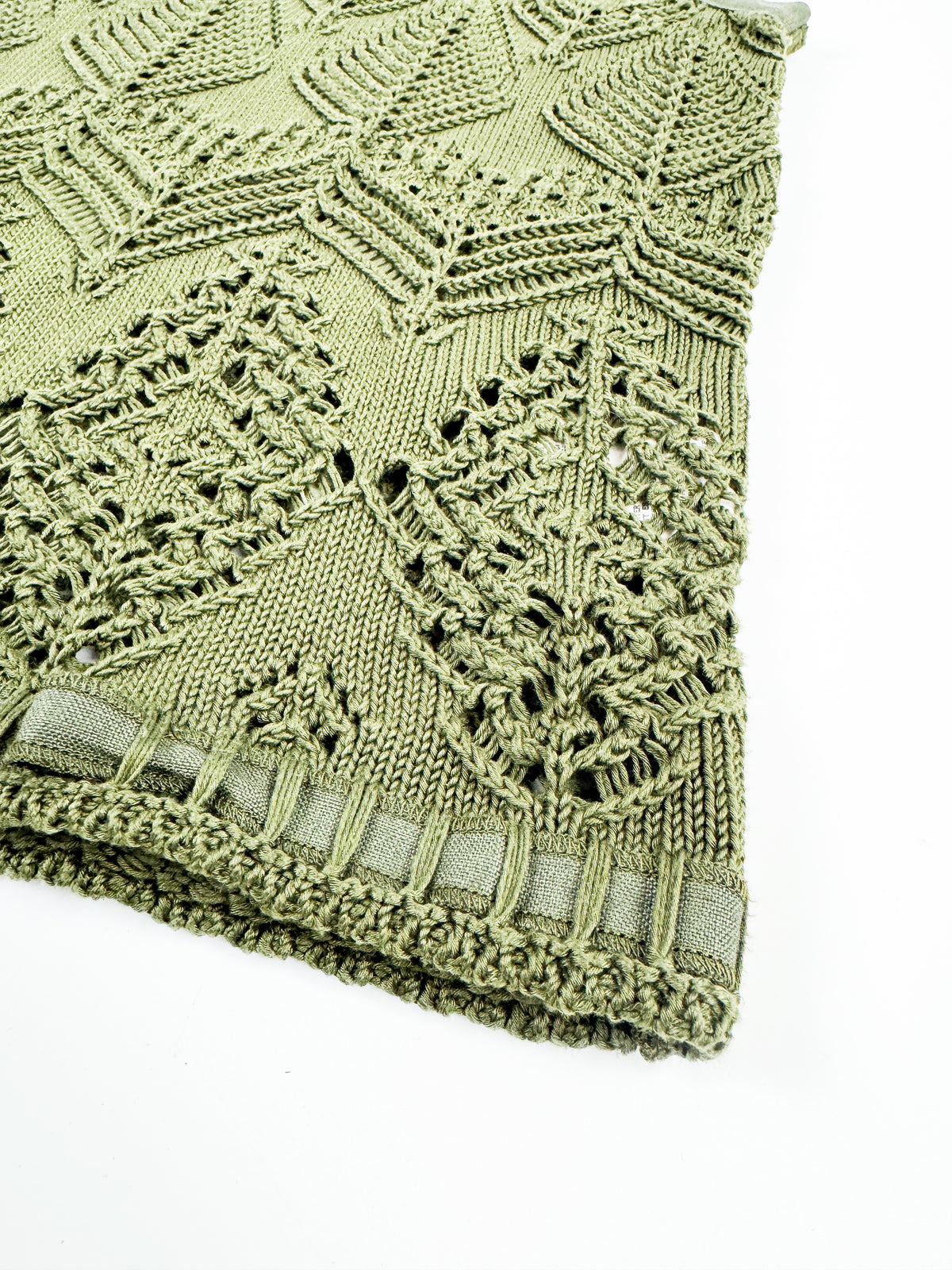 Gaultier Green Knit Top with High-Neck and Ribbon Details 1990s
