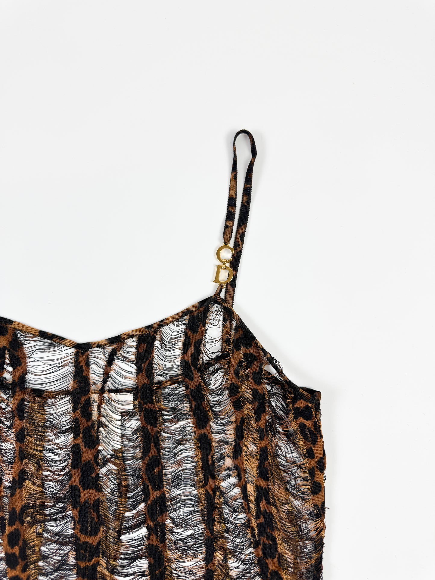 Dior Distressed Leopard Camisole Top with Gold Hardware FW2000
