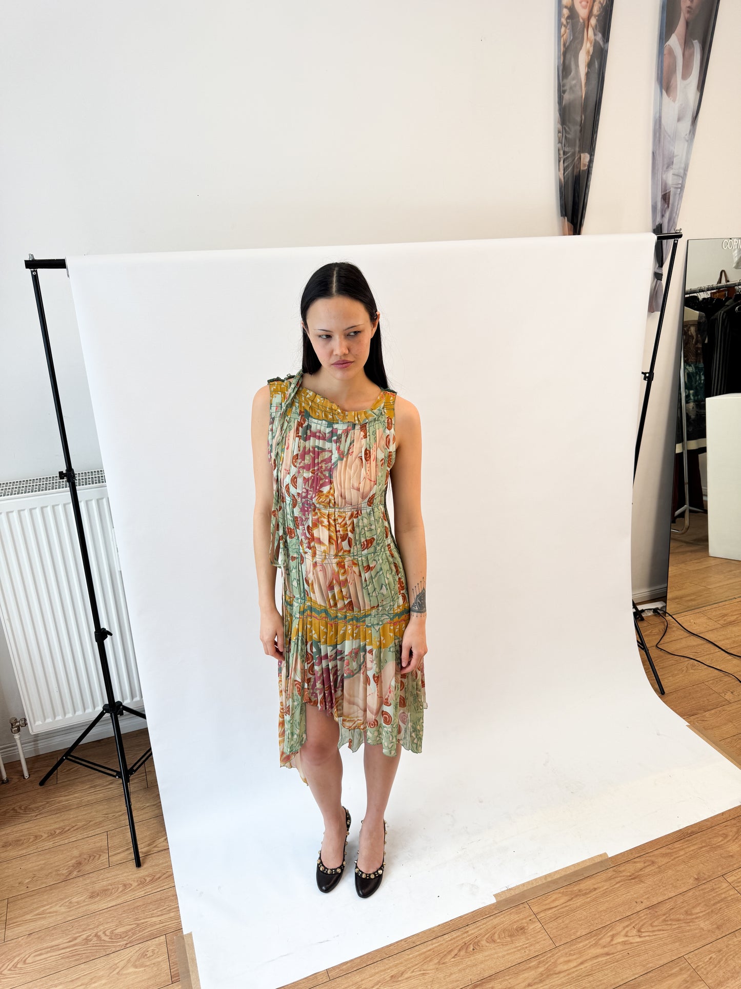 Jean Paul Gaultier Pleated Colourful Silk Dress FW2002